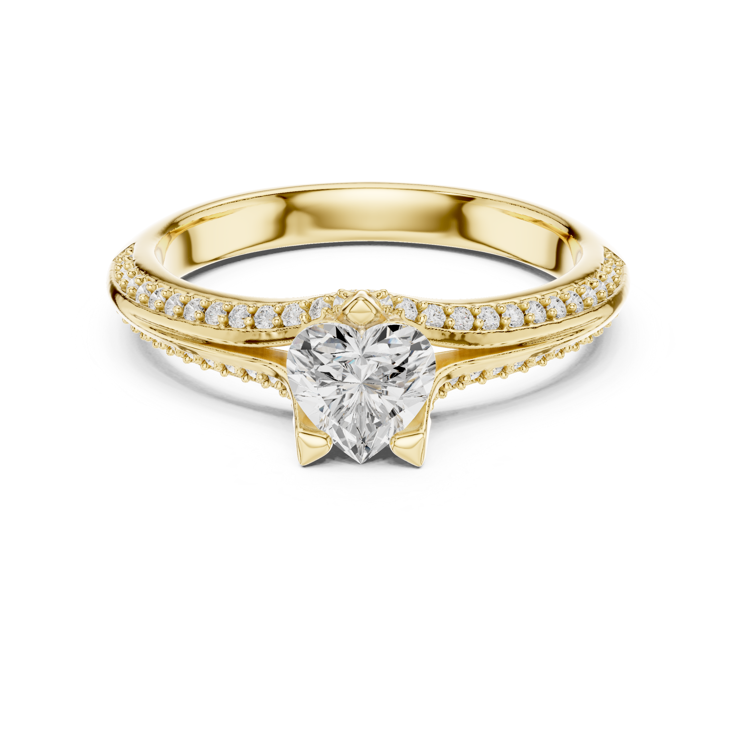 Graceful Heart Diamond Engagement Ring with Light Pave Accents