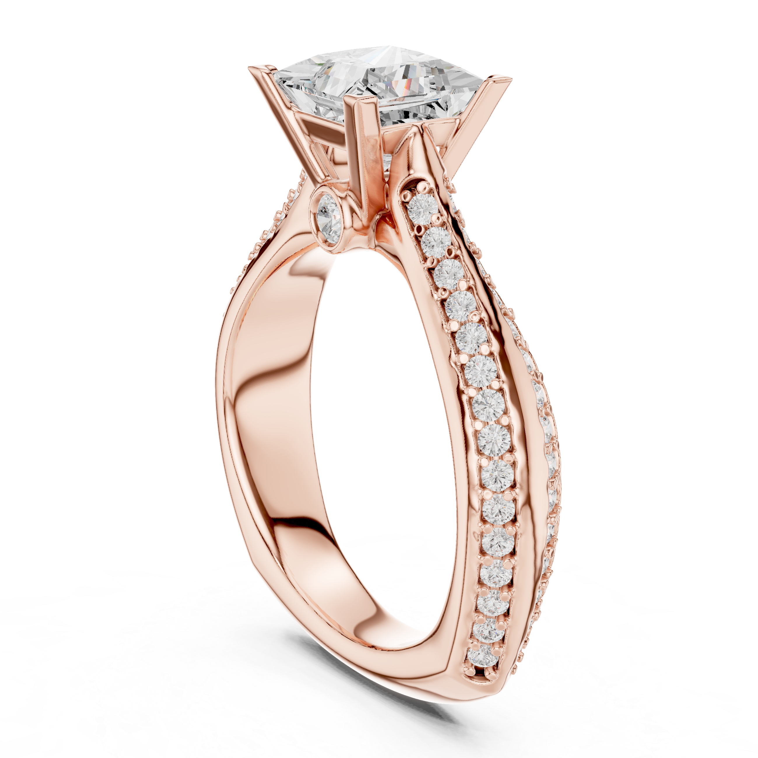 Minimal Yet Elegant Princess Diamond Ring With Designer Band