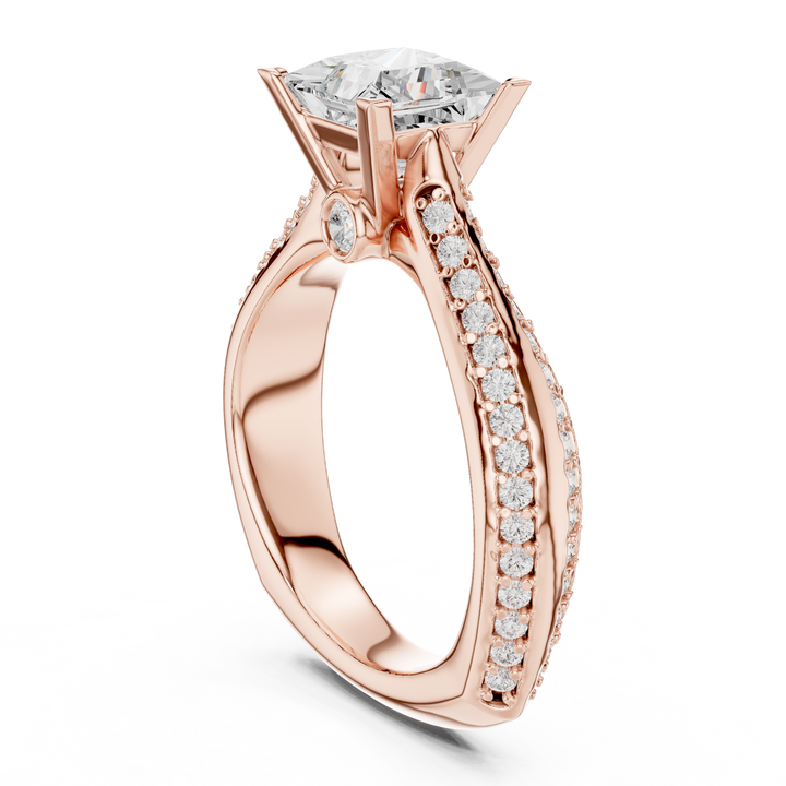 Minimal Yet Elegant Princess Diamond Ring With Designer Band