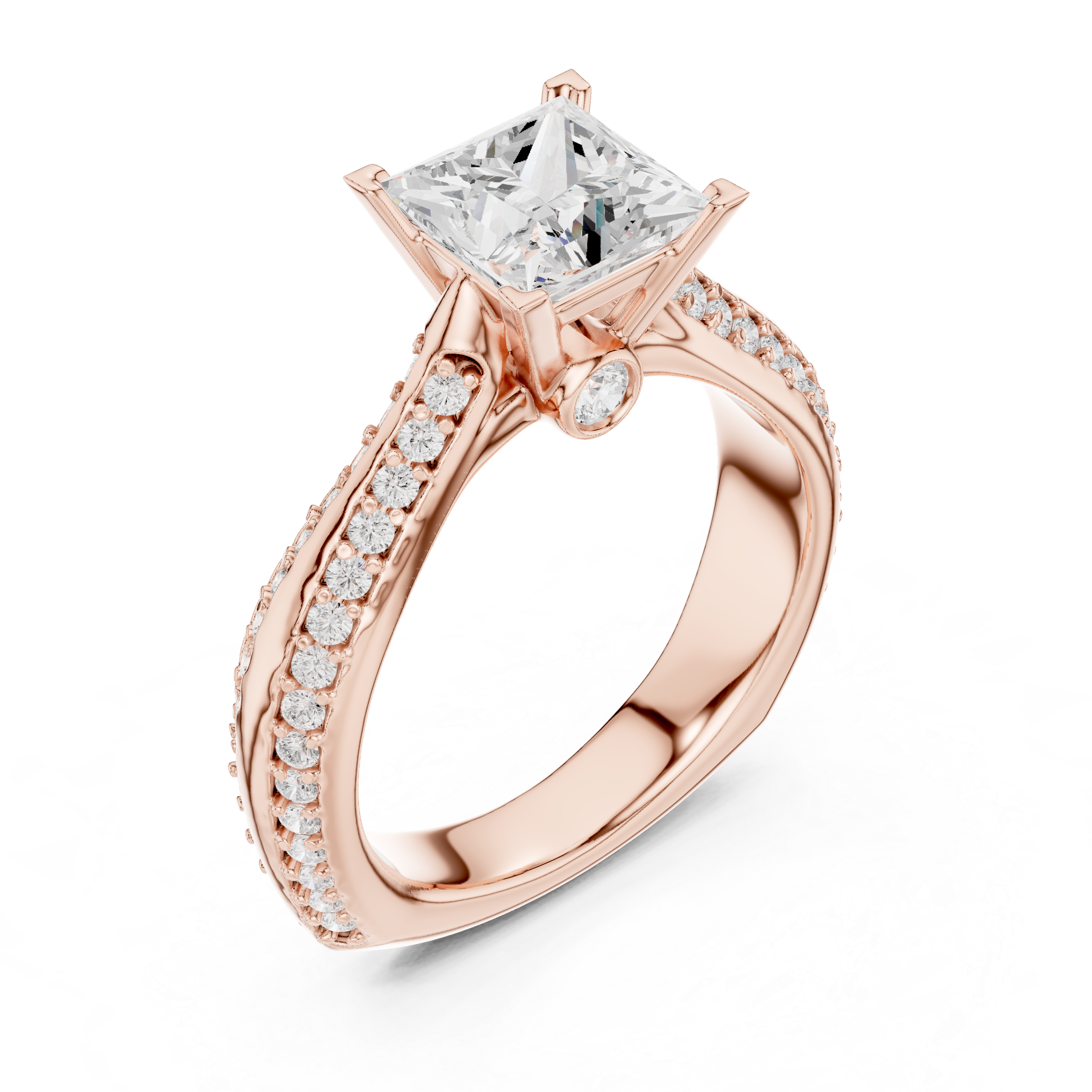Minimal Yet Elegant Princess Diamond Ring With Designer Band