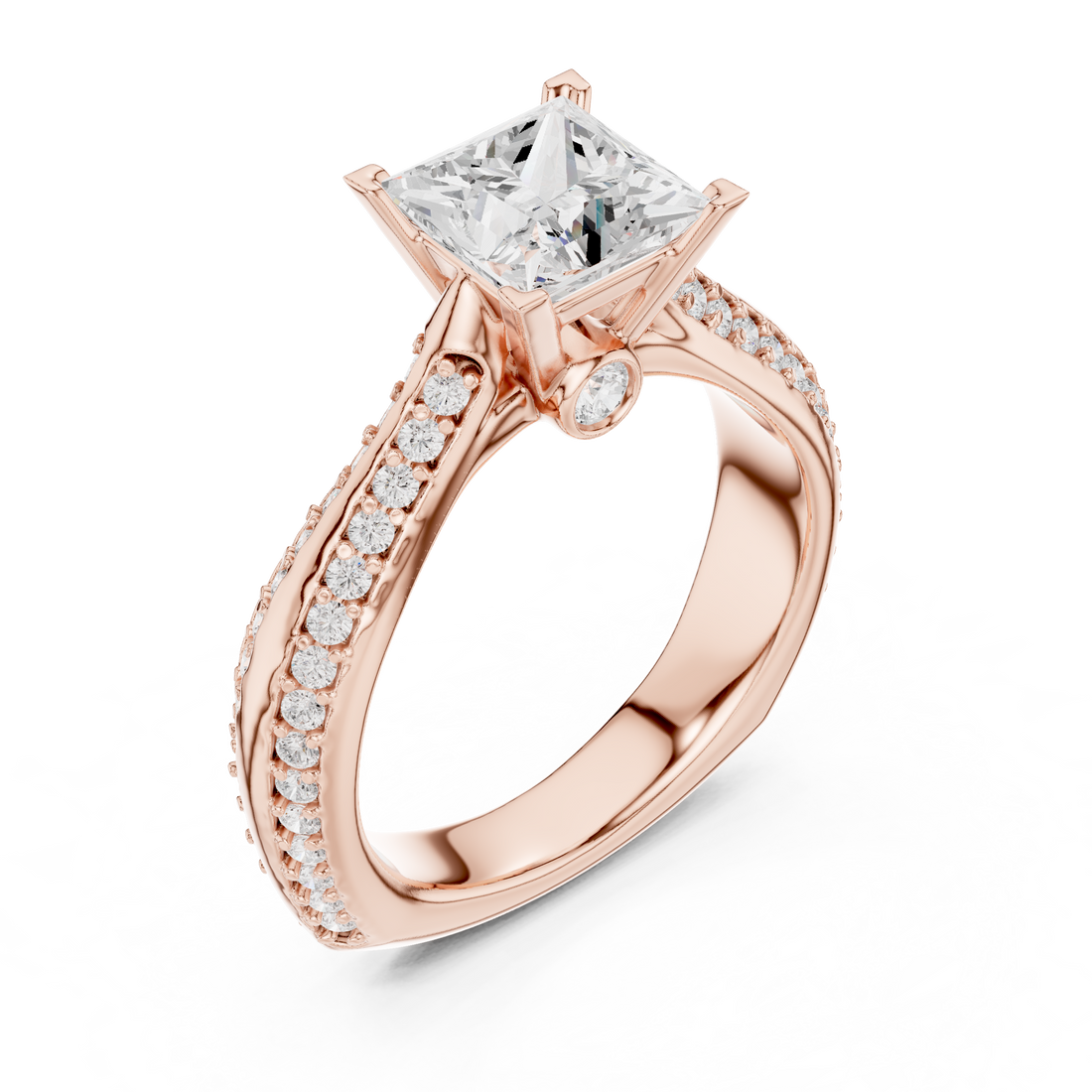 Minimal Yet Elegant Princess Diamond Ring With Designer Band