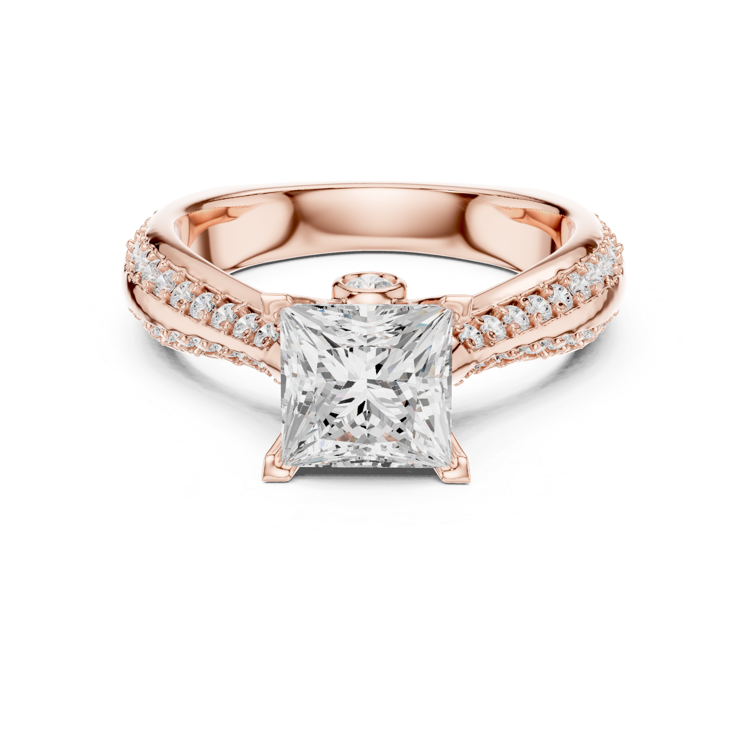 Minimal Yet Elegant Princess Diamond Ring With Designer Band