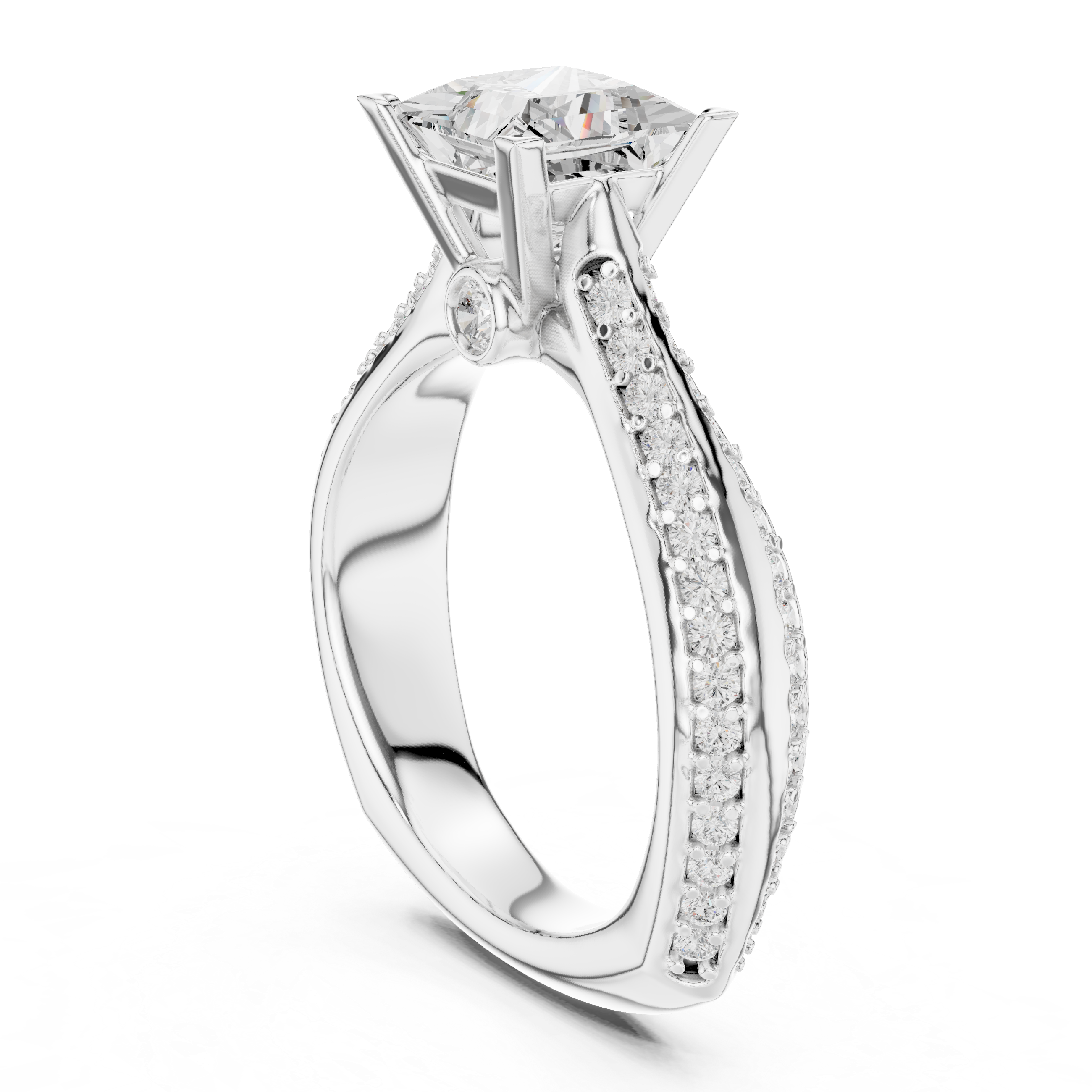 Minimal Yet Elegant Princess Diamond Ring With Designer Band