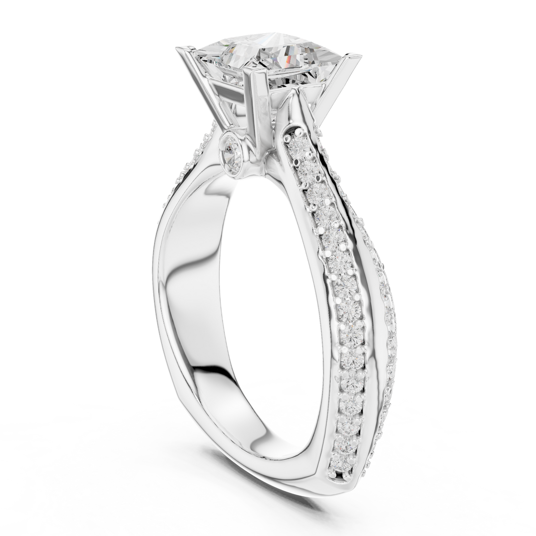 Minimal Yet Elegant Princess Diamond Ring With Designer Band