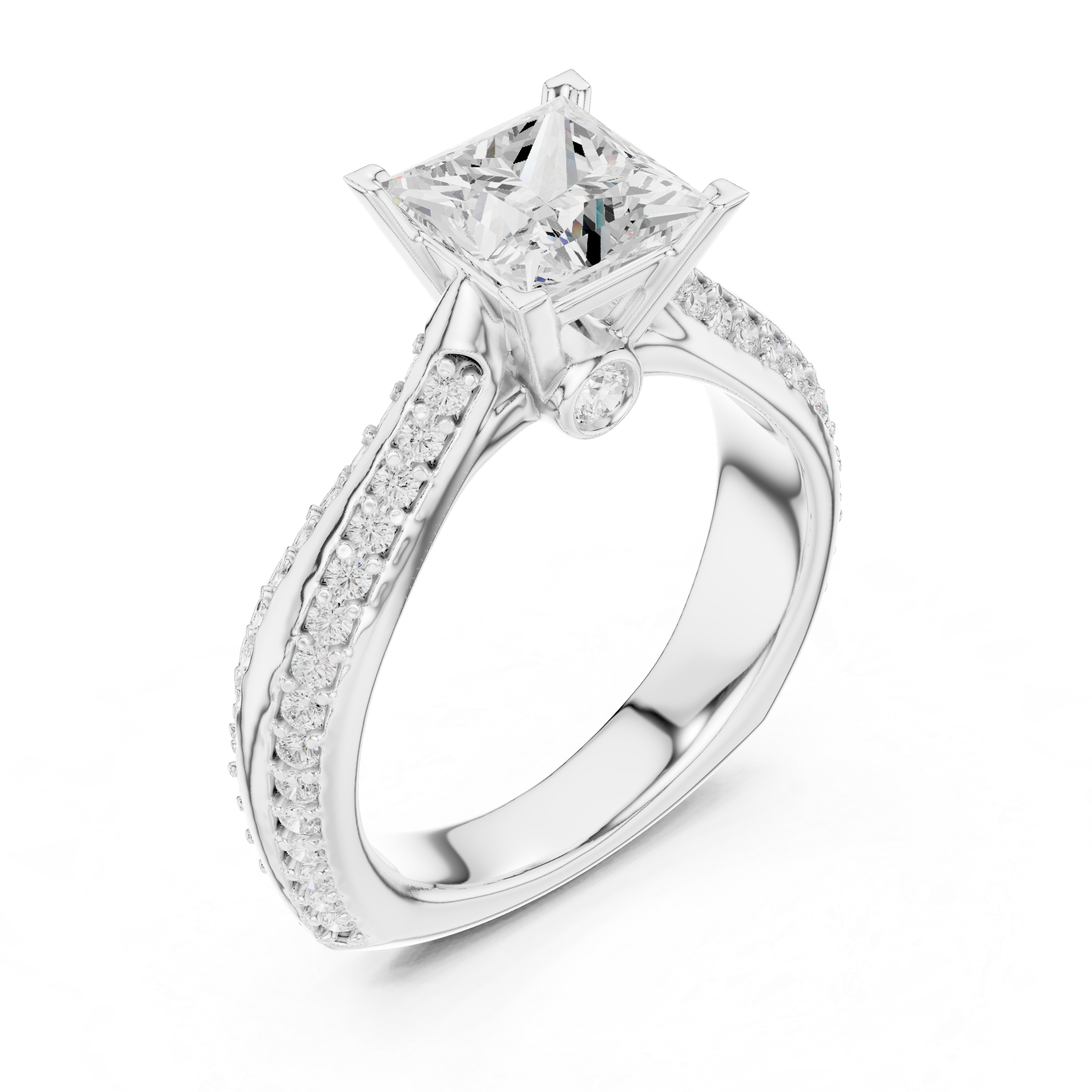 Minimal Yet Elegant Princess Diamond Ring With Designer Band