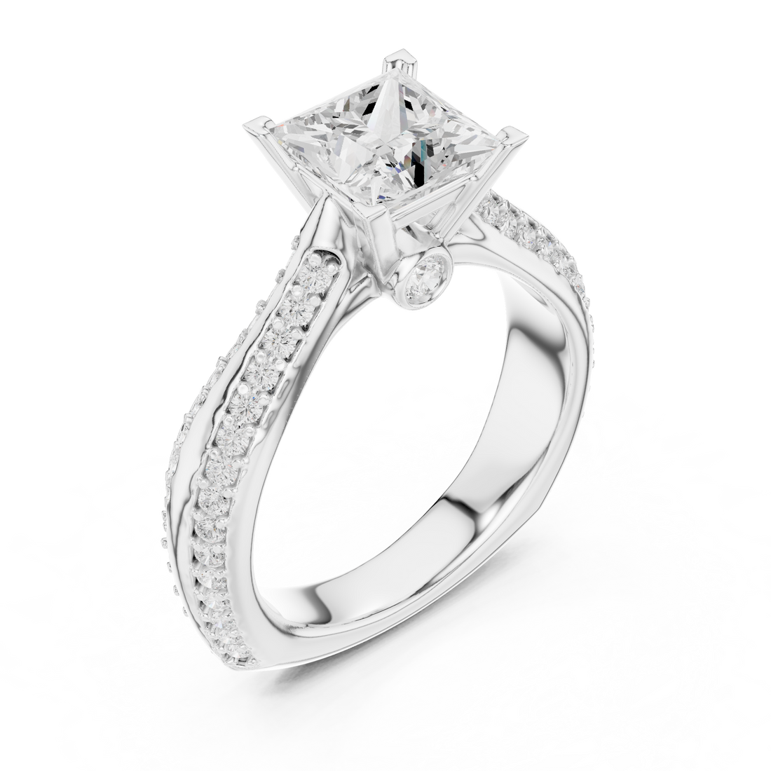 Minimal Yet Elegant Princess Diamond Ring With Designer Band