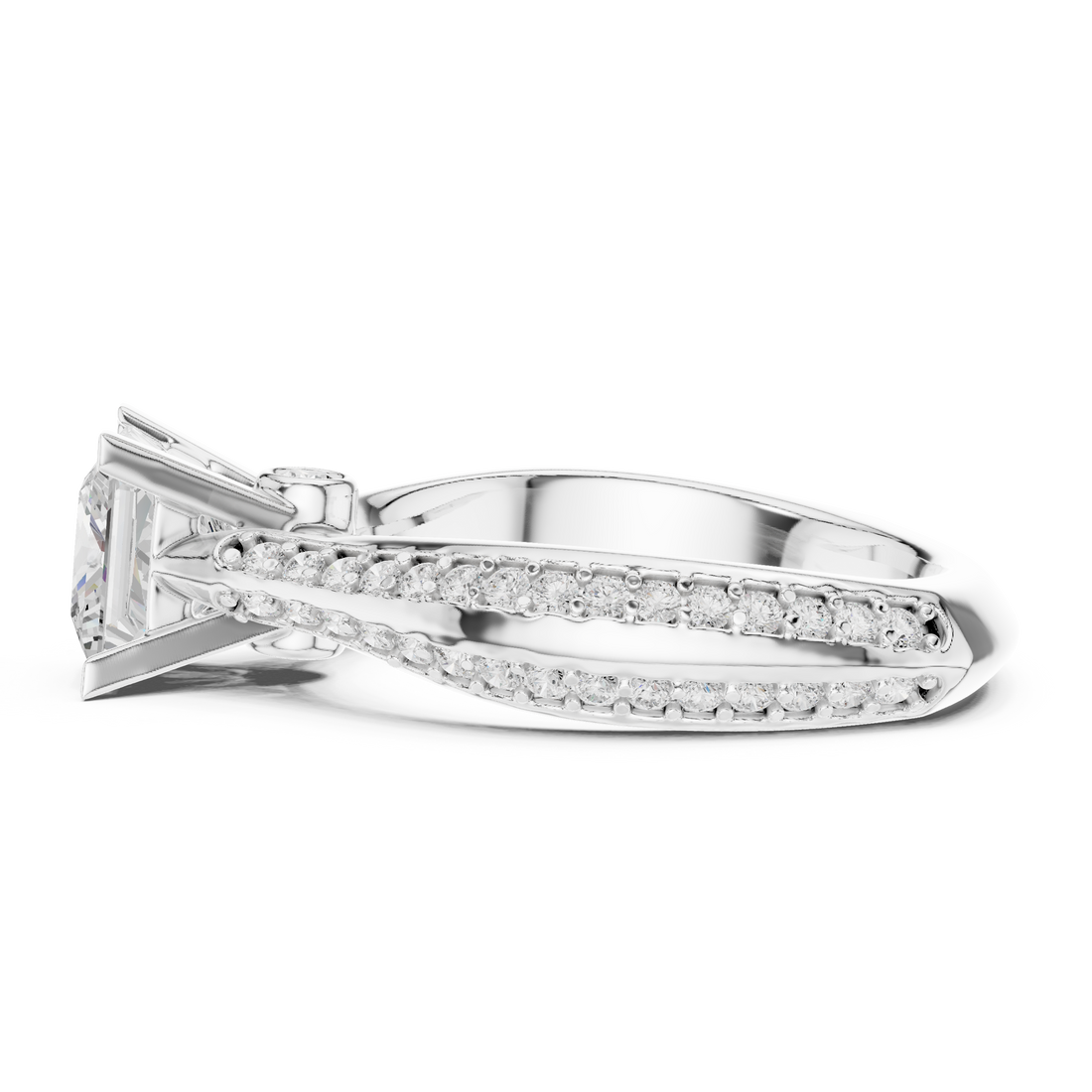 Minimal Yet Elegant Princess Diamond Ring With Designer Band