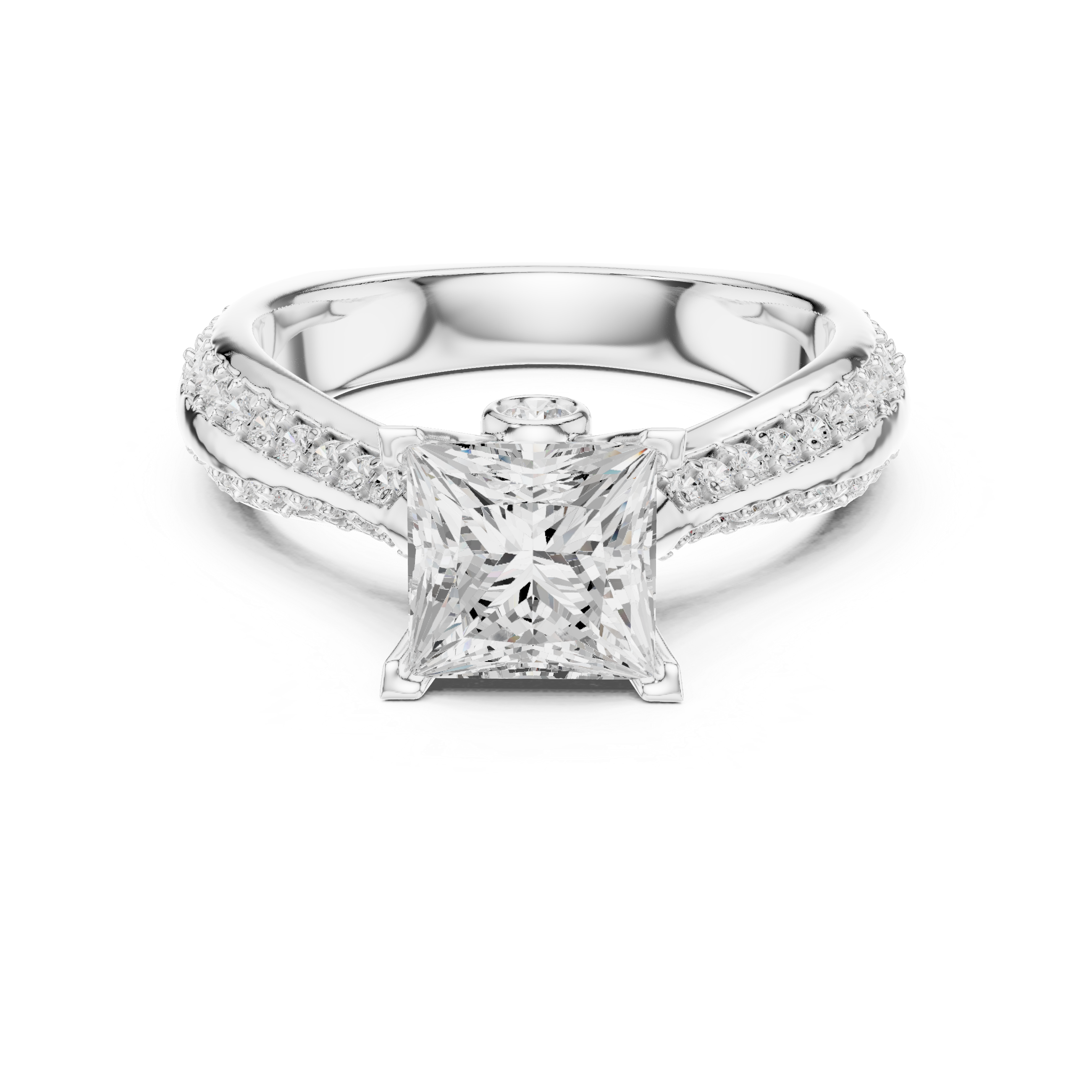 Minimal Yet Elegant Princess Diamond Ring With Designer Band