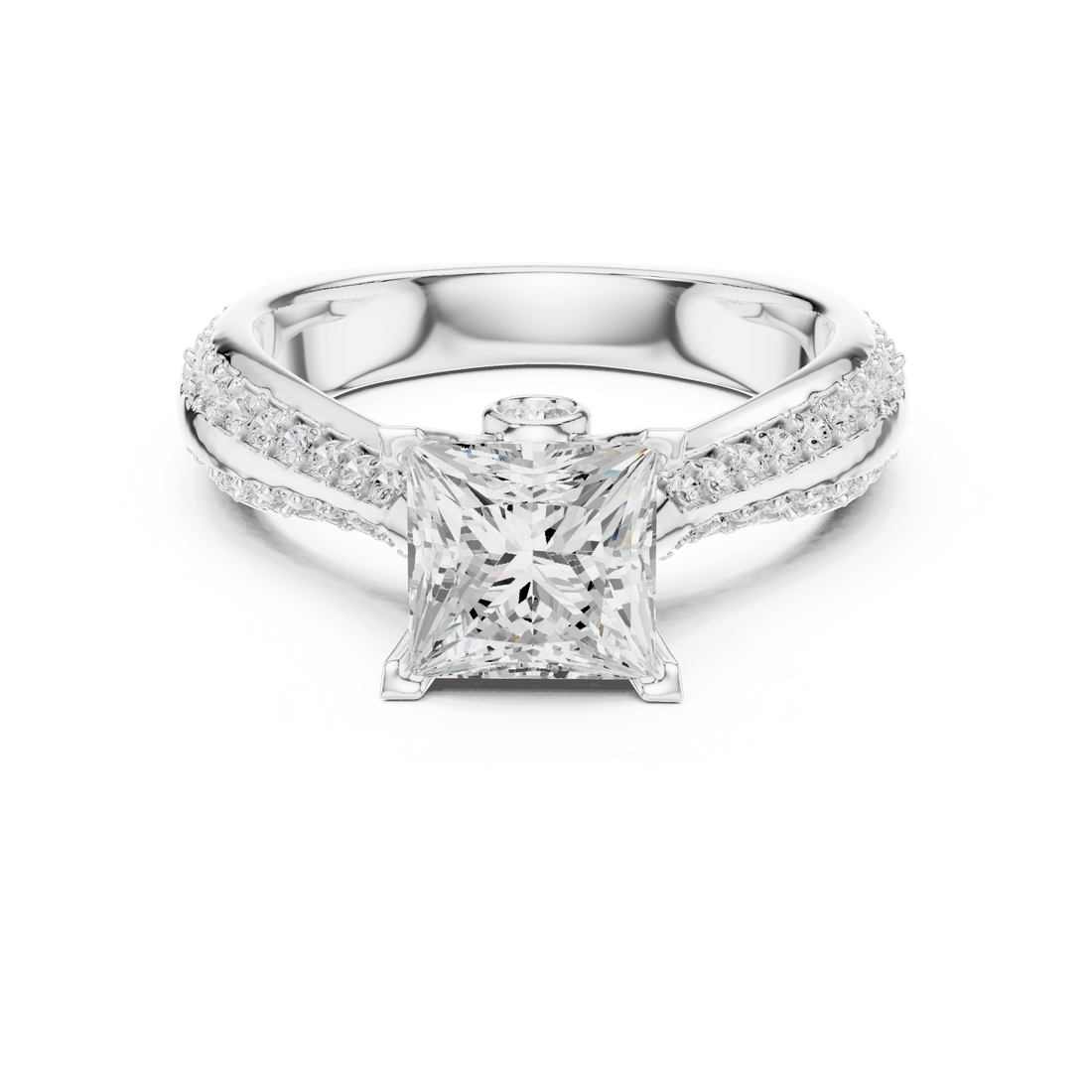 Minimal Yet Elegant Princess Diamond Ring With Designer Band