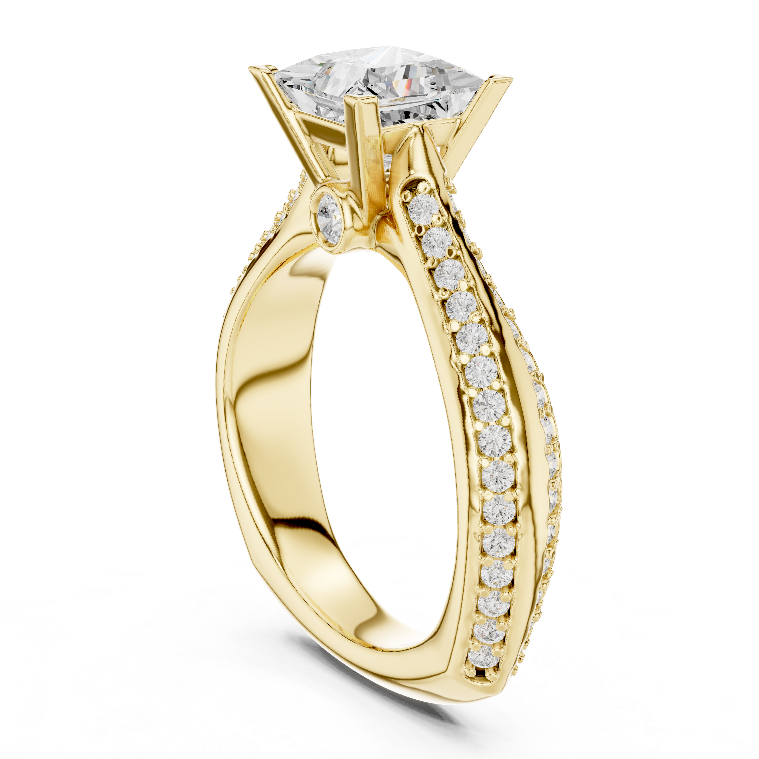 Minimal Yet Elegant Princess Diamond Ring With Designer Band