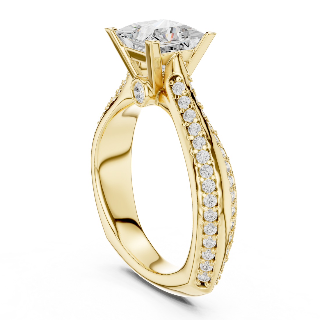 Minimal Yet Elegant Princess Diamond Ring With Designer Band