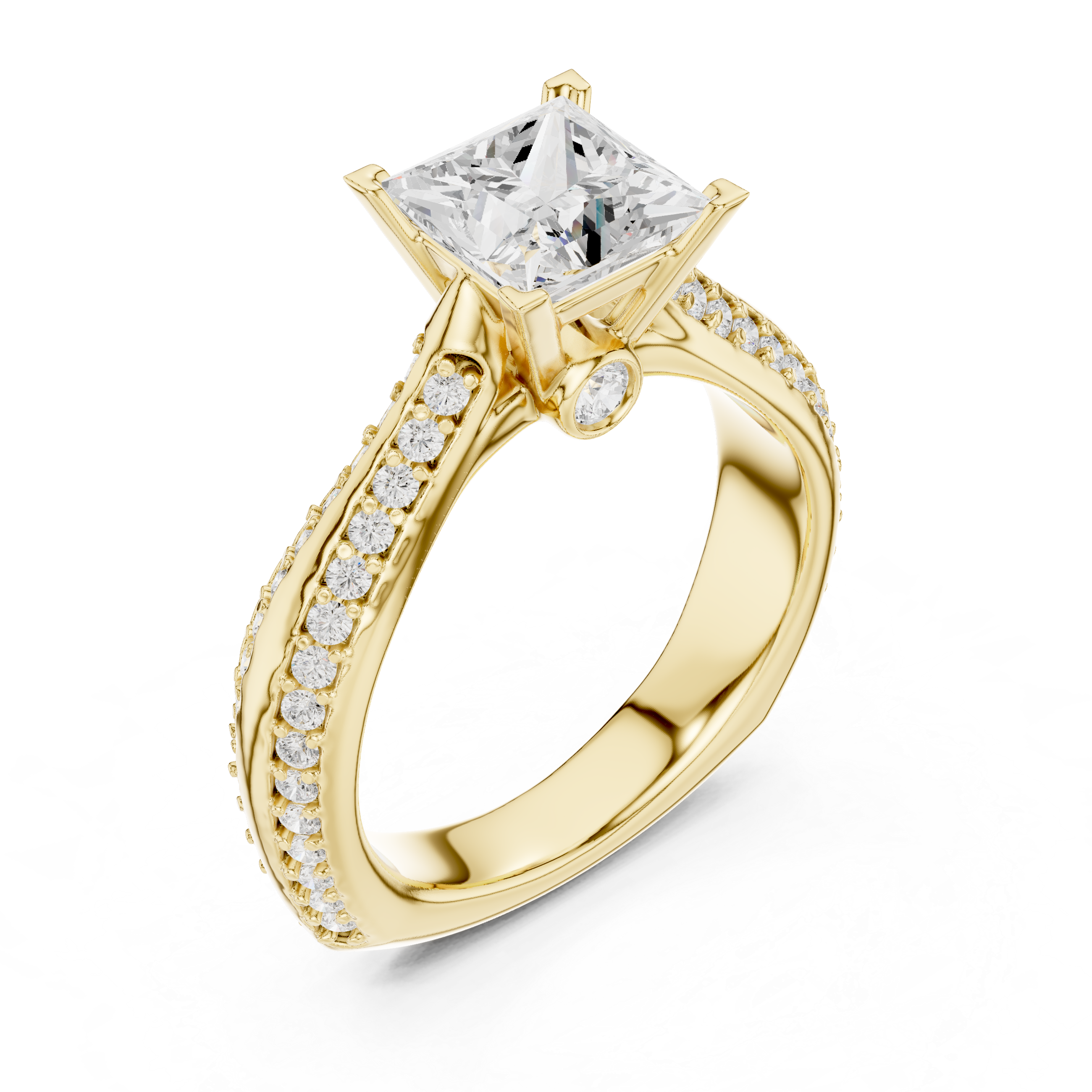 Minimal Yet Elegant Princess Diamond Ring With Designer Band