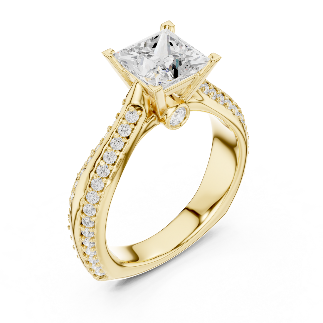 Minimal Yet Elegant Princess Diamond Ring With Designer Band
