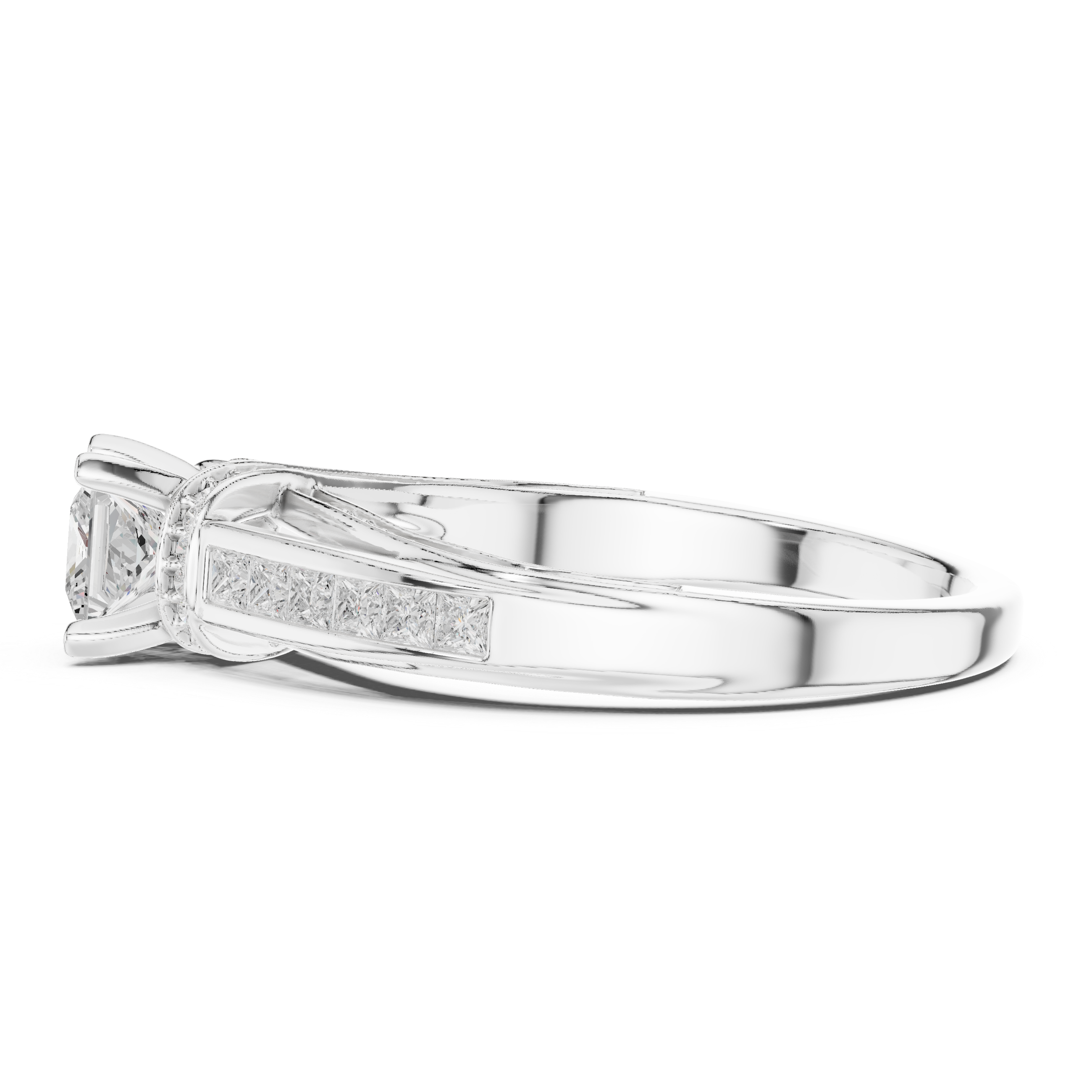 Bridal Princess Cut Diamond Ring with Double Band Sparkle