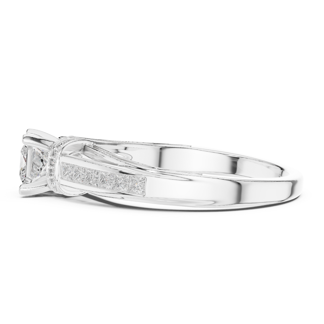 Bridal Princess Cut Diamond Ring with Double Band Sparkle