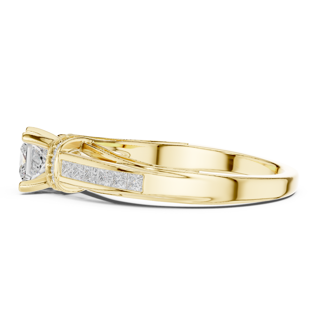 Bridal Princess Cut Diamond Ring with Double Band Sparkle