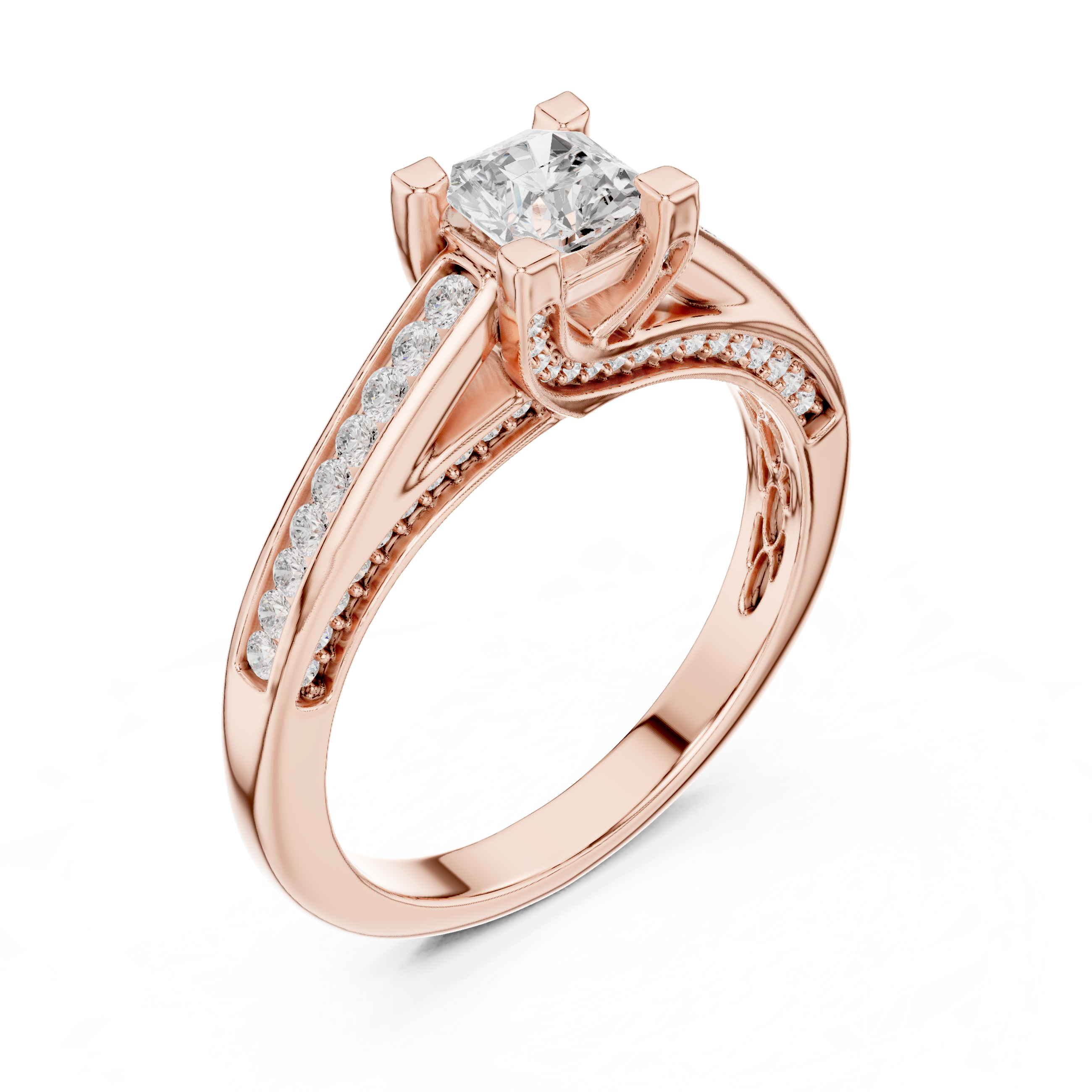 Statement Radiant Cut Diamond Ring with Split Shank Design