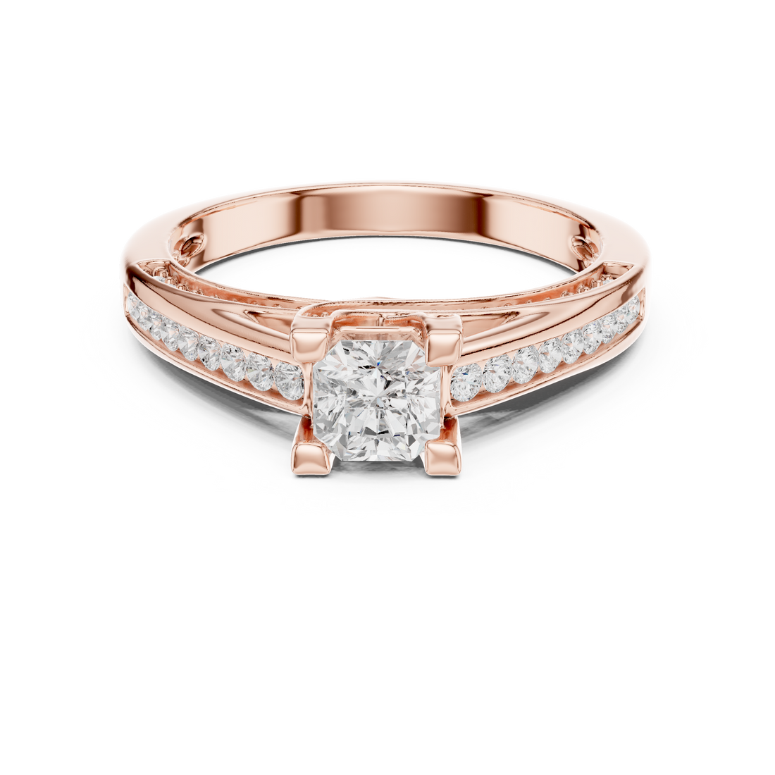 Statement Radiant Cut Diamond Ring with Split Shank Design