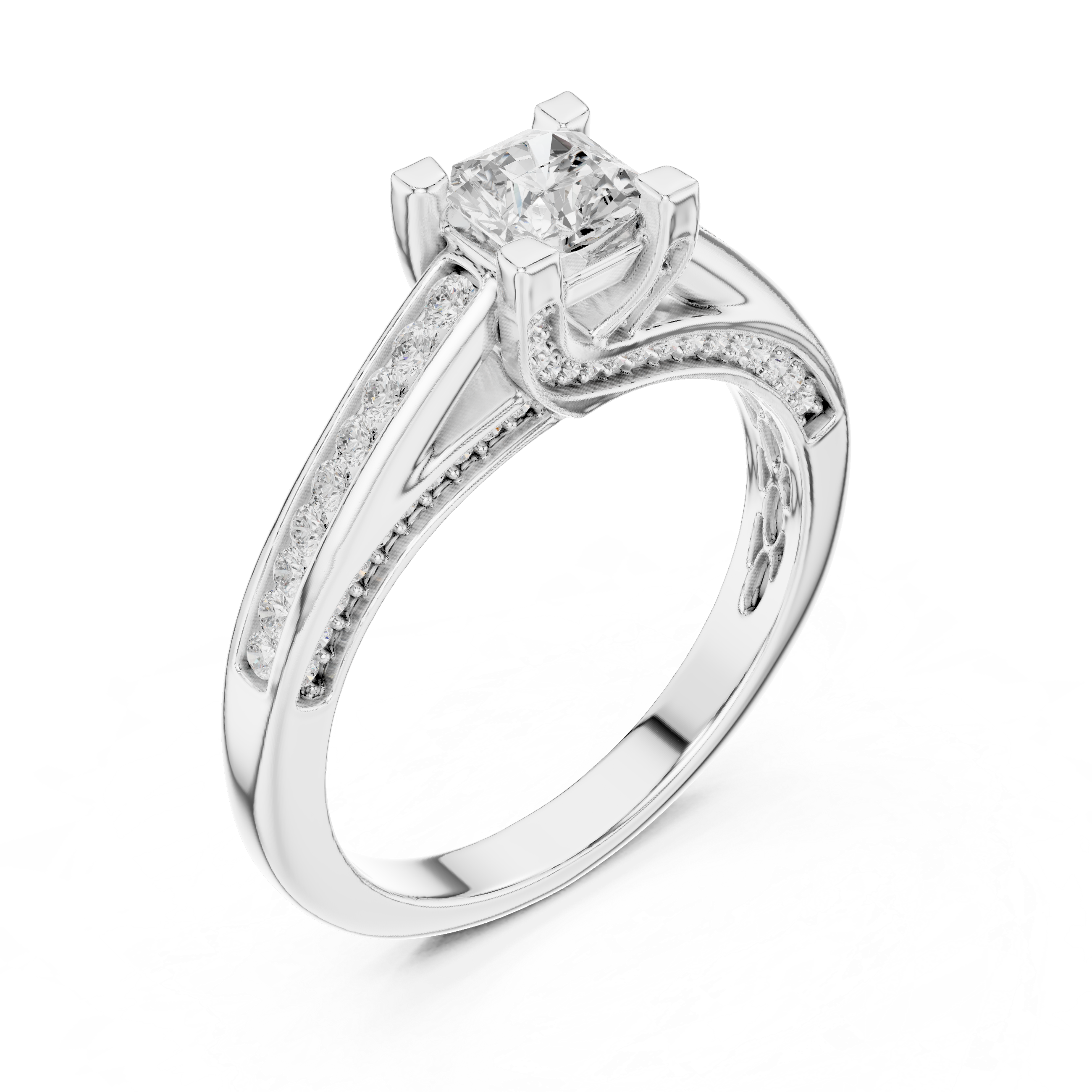 Statement Radiant Cut Diamond Ring with Split Shank Design