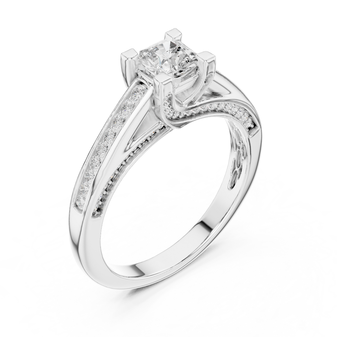 Statement Radiant Cut Diamond Ring with Split Shank Design