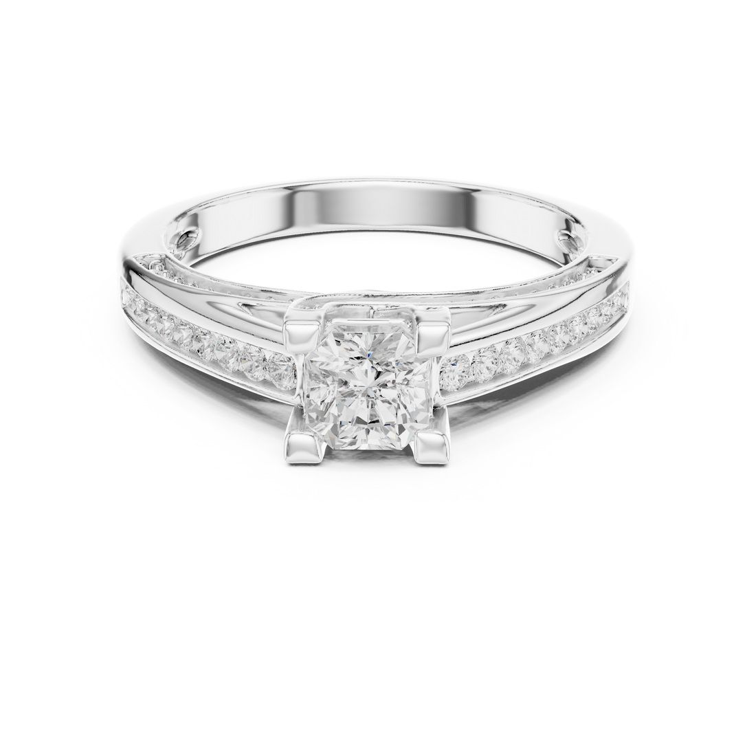 Statement Radiant Cut Diamond Ring with Split Shank Design