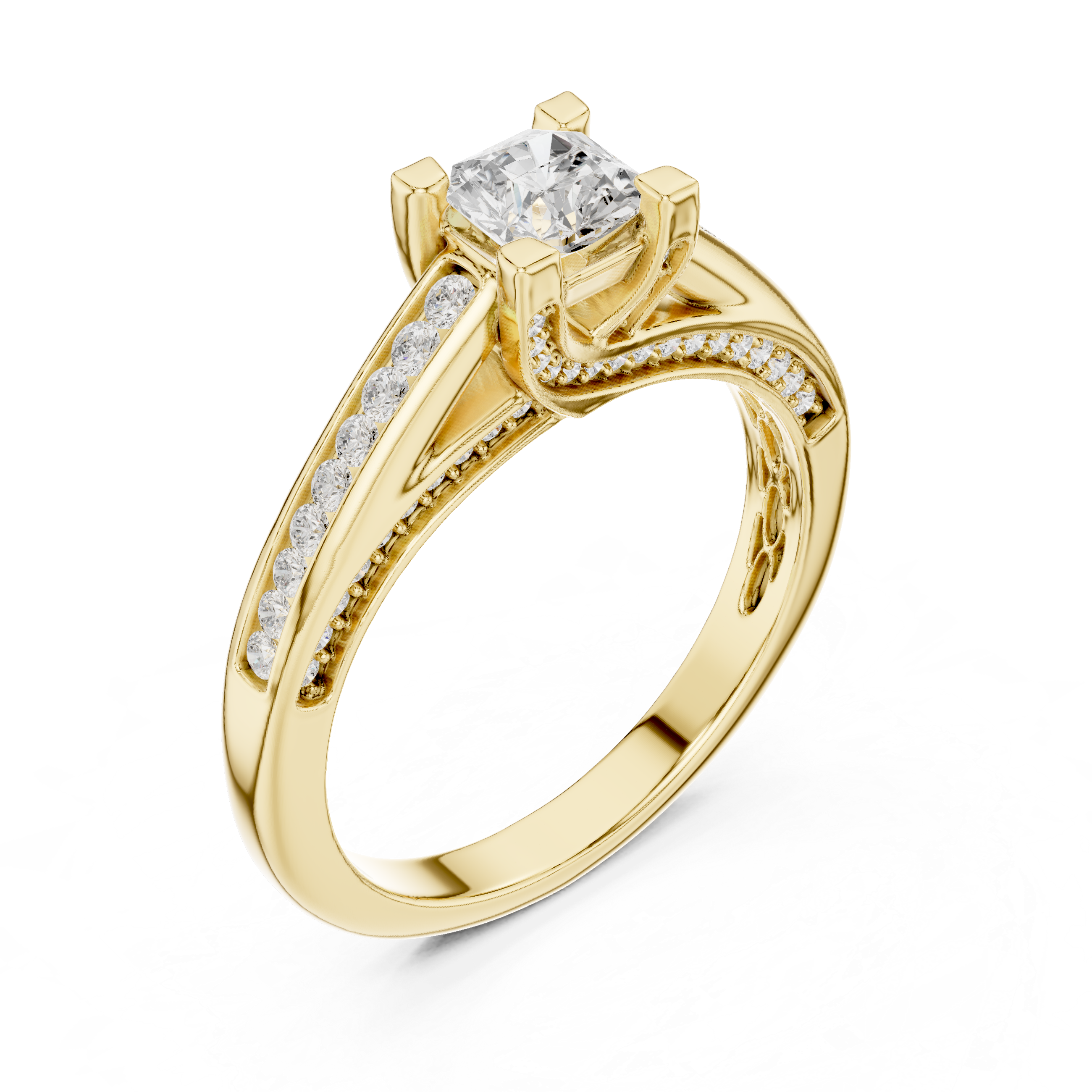 Statement Radiant Cut Diamond Ring with Split Shank Design