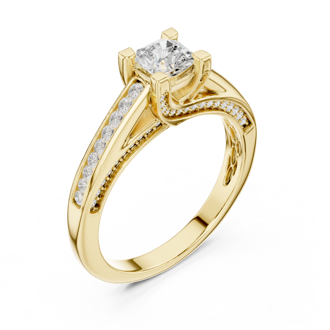 Statement Radiant Cut Diamond Ring with Split Shank Design