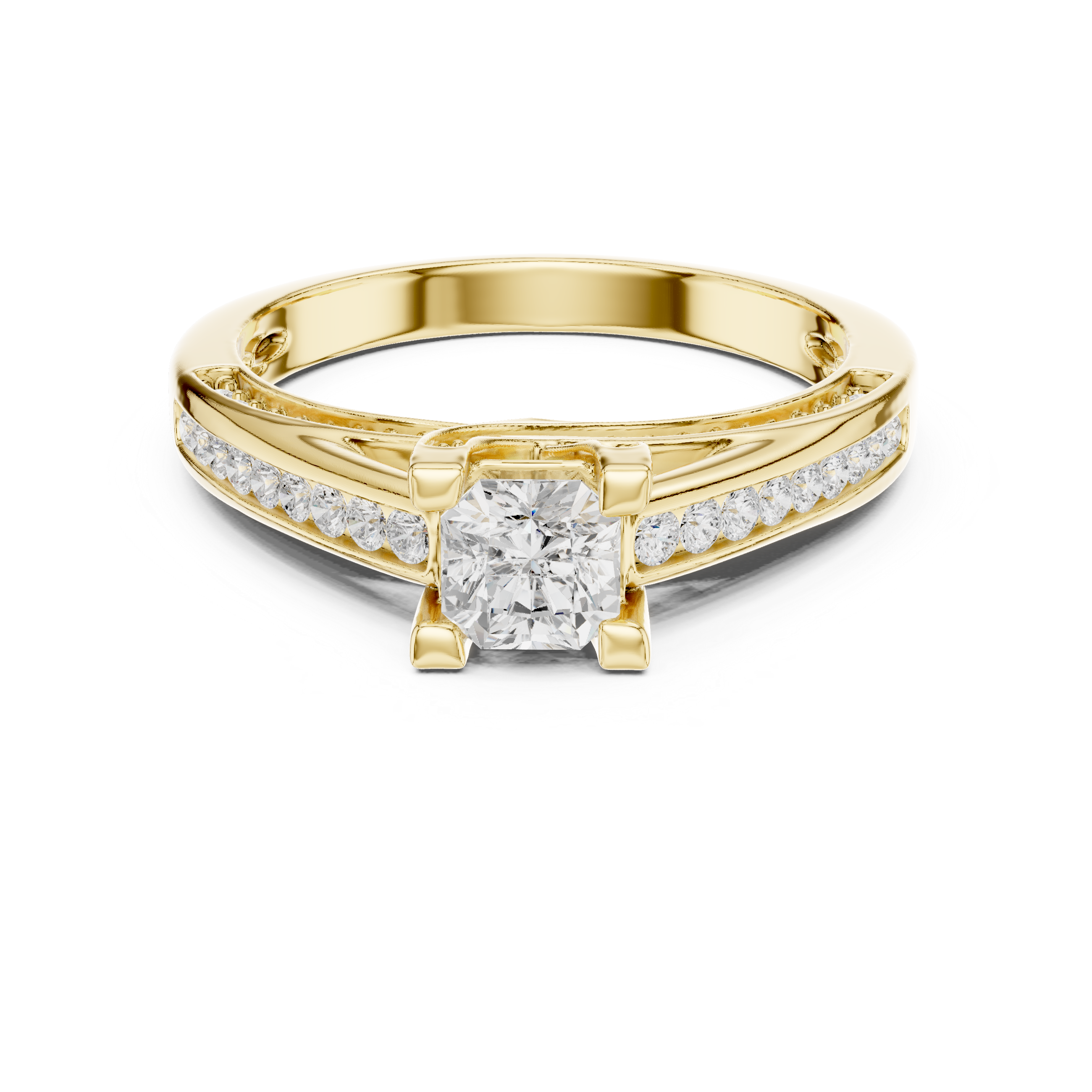 Statement Radiant Cut Diamond Ring with Split Shank Design