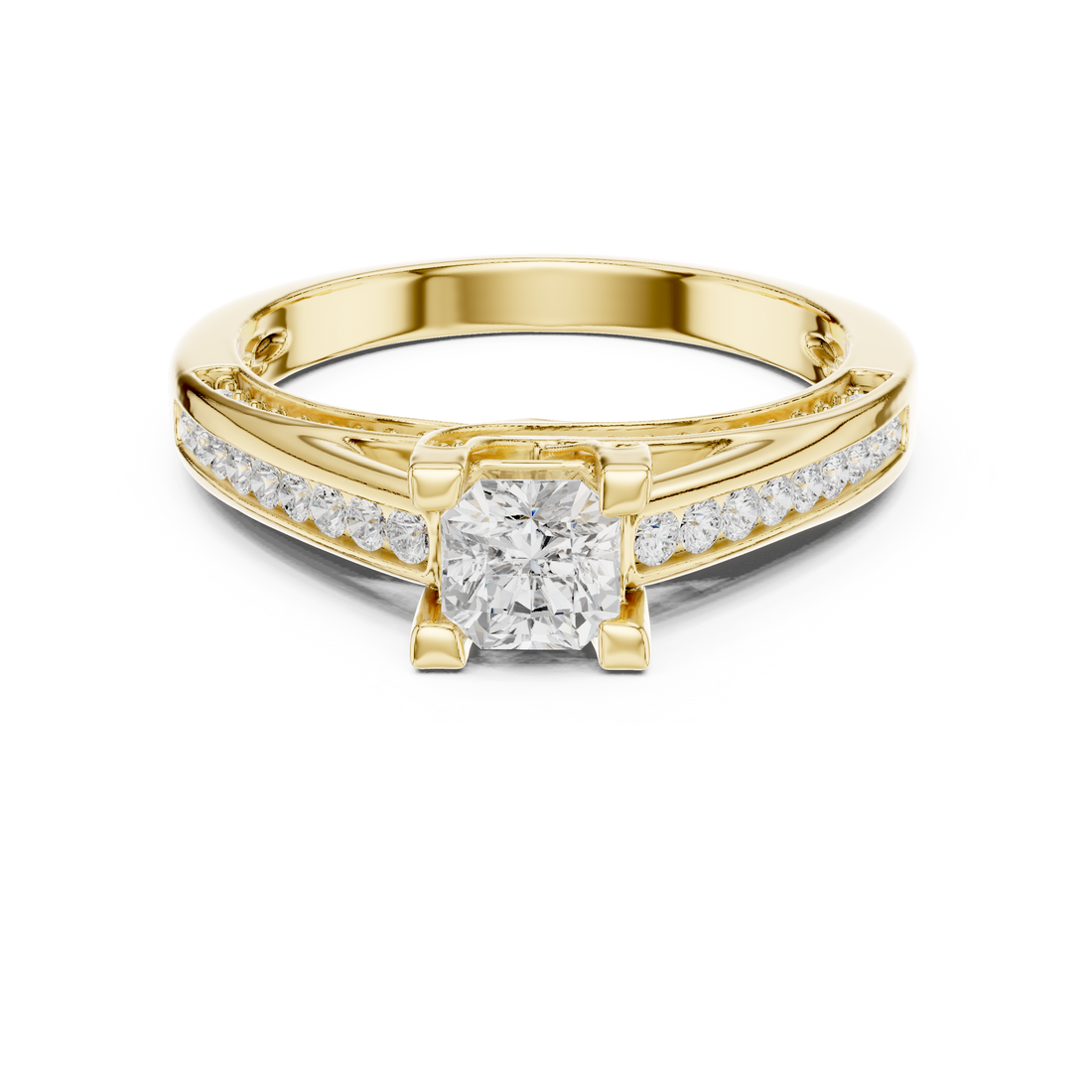 Statement Radiant Cut Diamond Ring with Split Shank Design