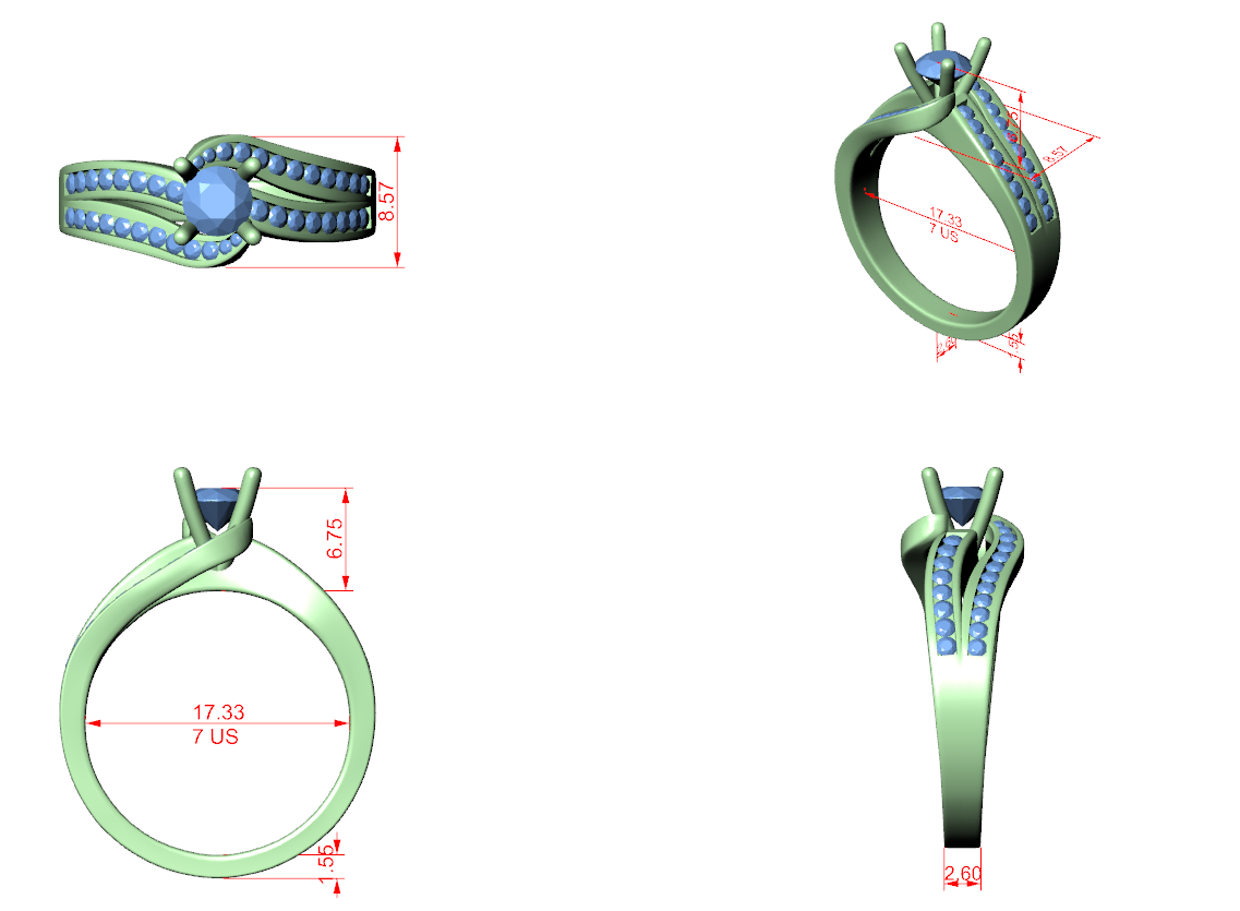 Artistic Crossover Diamond Ring with Brilliant Round Center