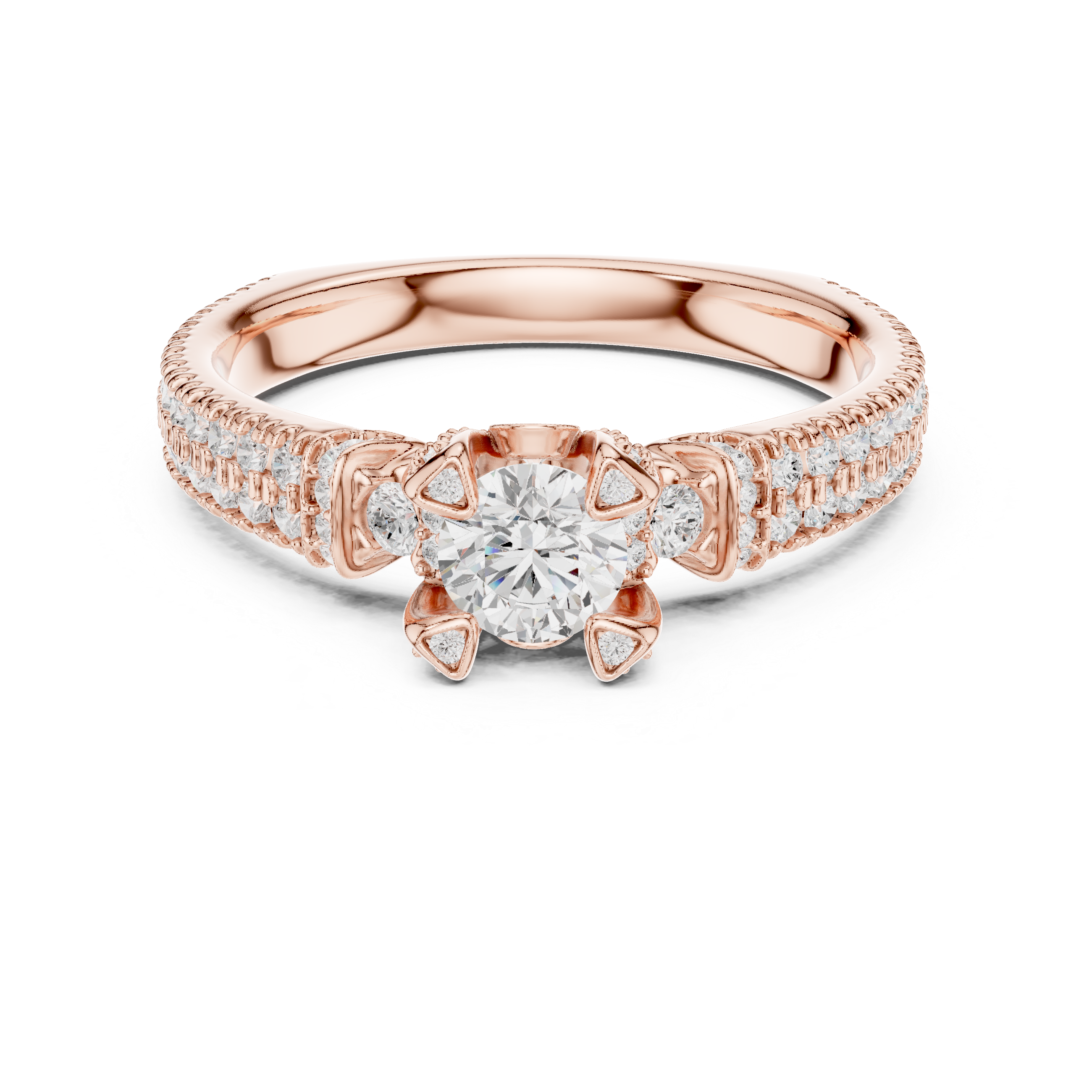 Royal Crown Style Diamond Engagement Ring in Rose Gold