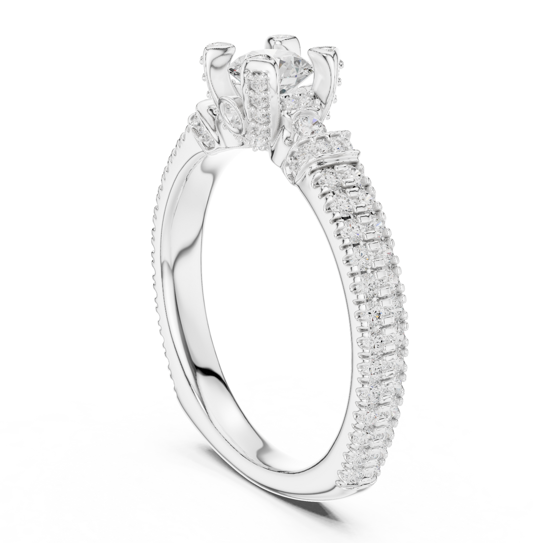 Royal Crown Style Diamond Engagement Ring in Rose Gold