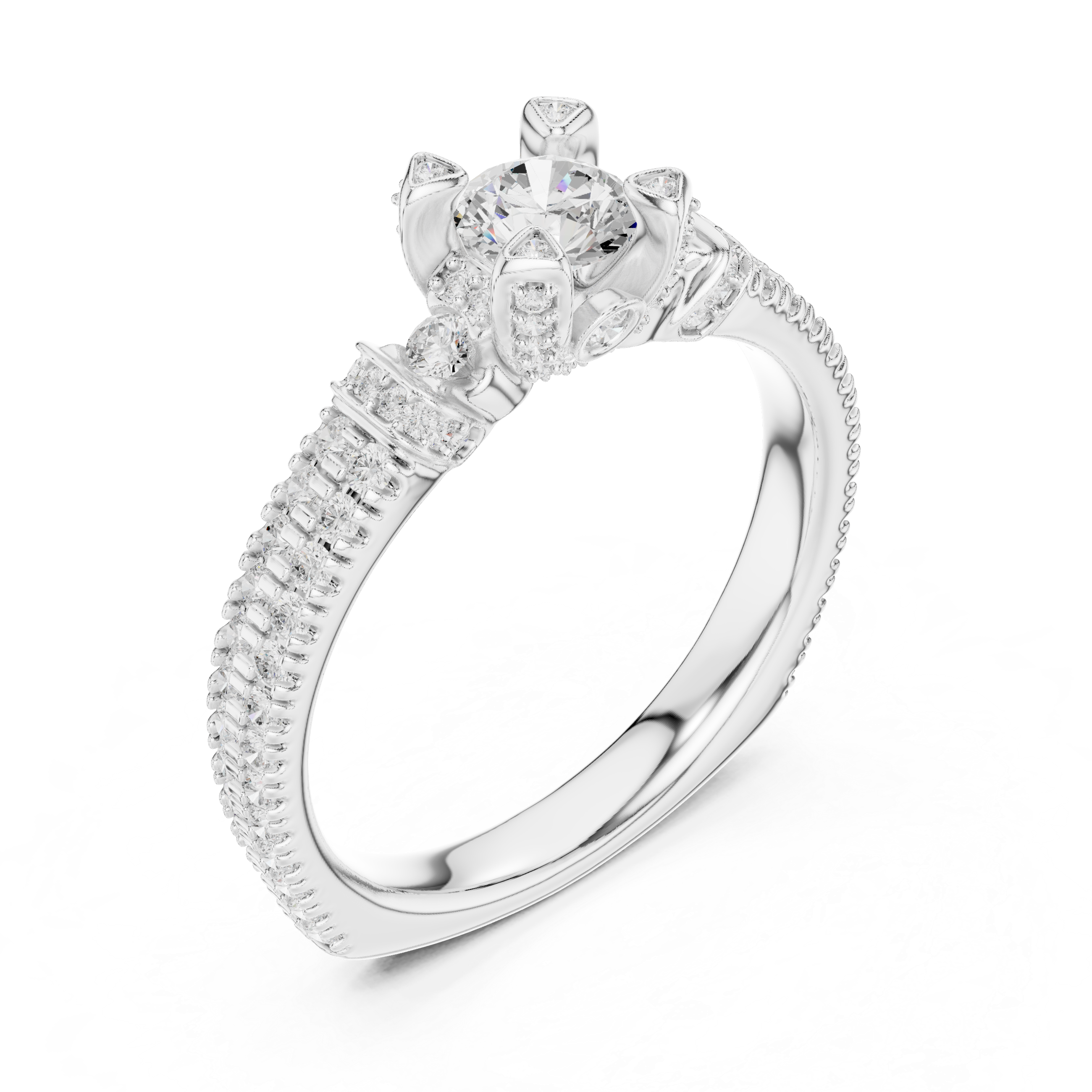 Royal Crown Style Diamond Engagement Ring in Rose Gold