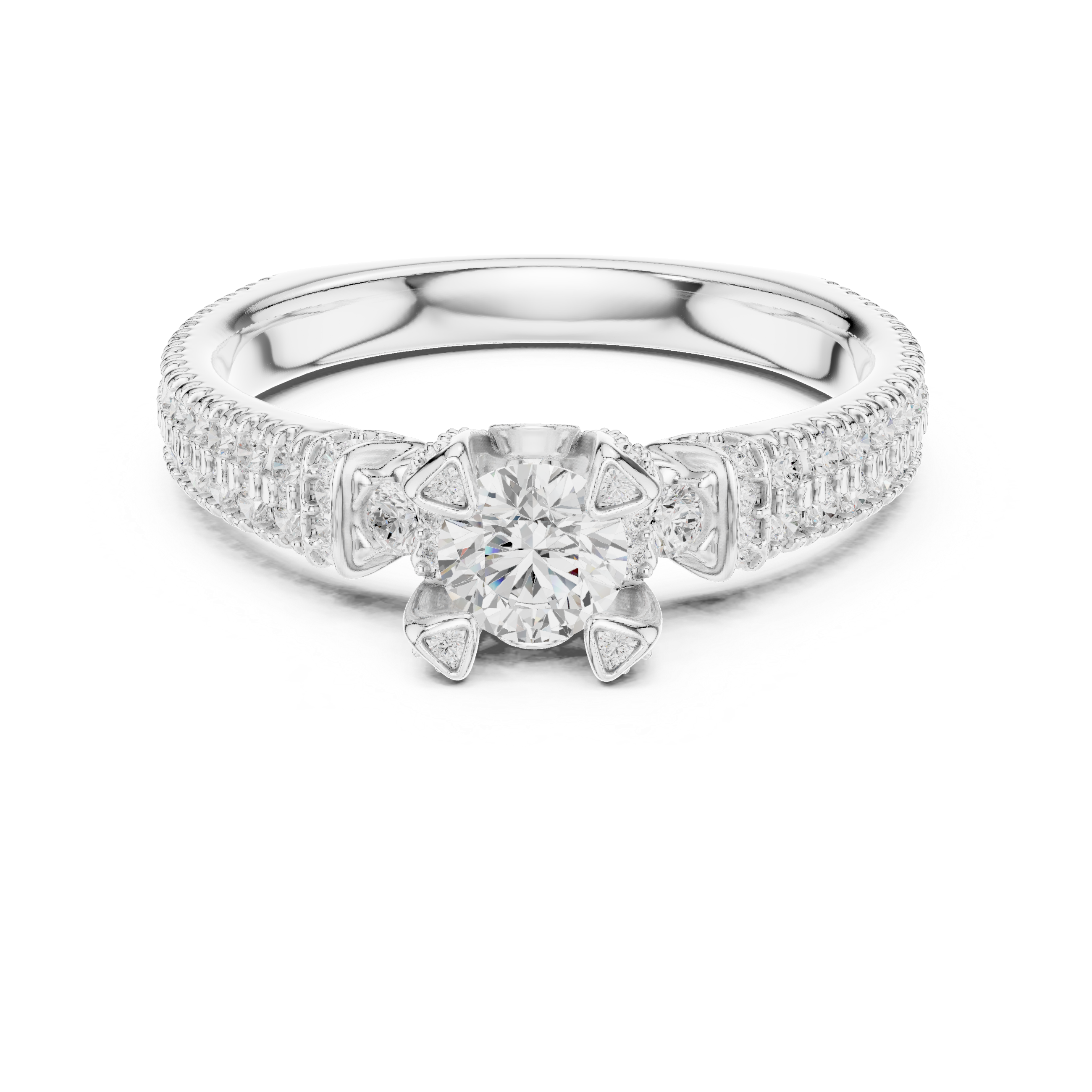 Royal Crown Style Diamond Engagement Ring in Rose Gold