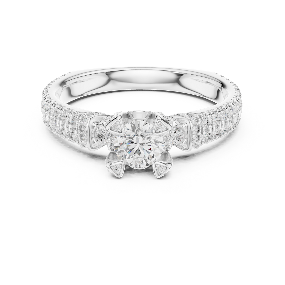 Royal Crown Style Diamond Engagement Ring in Rose Gold