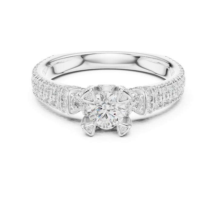Royal Crown Style Diamond Engagement Ring in Rose Gold