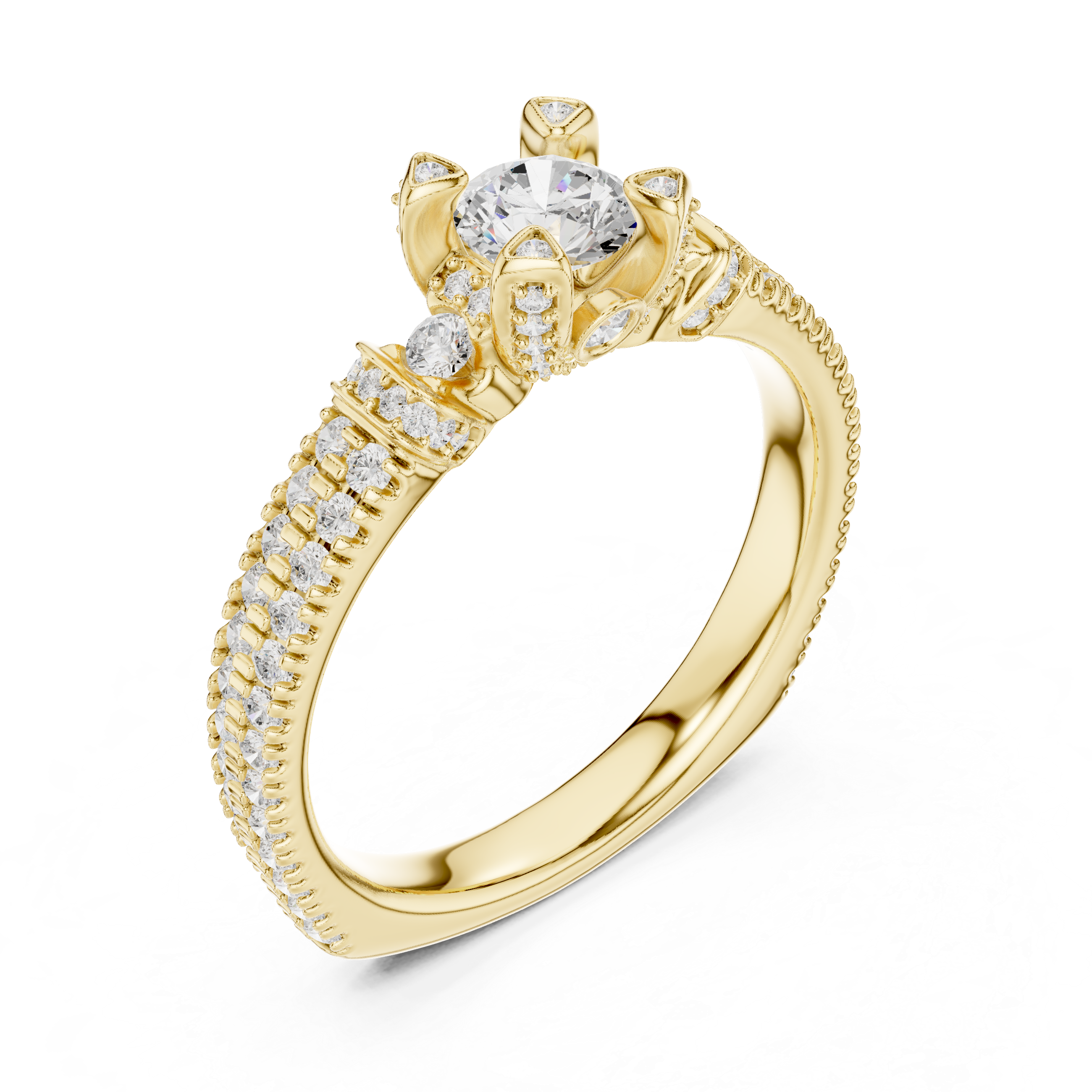 Royal Crown Style Diamond Engagement Ring in Rose Gold