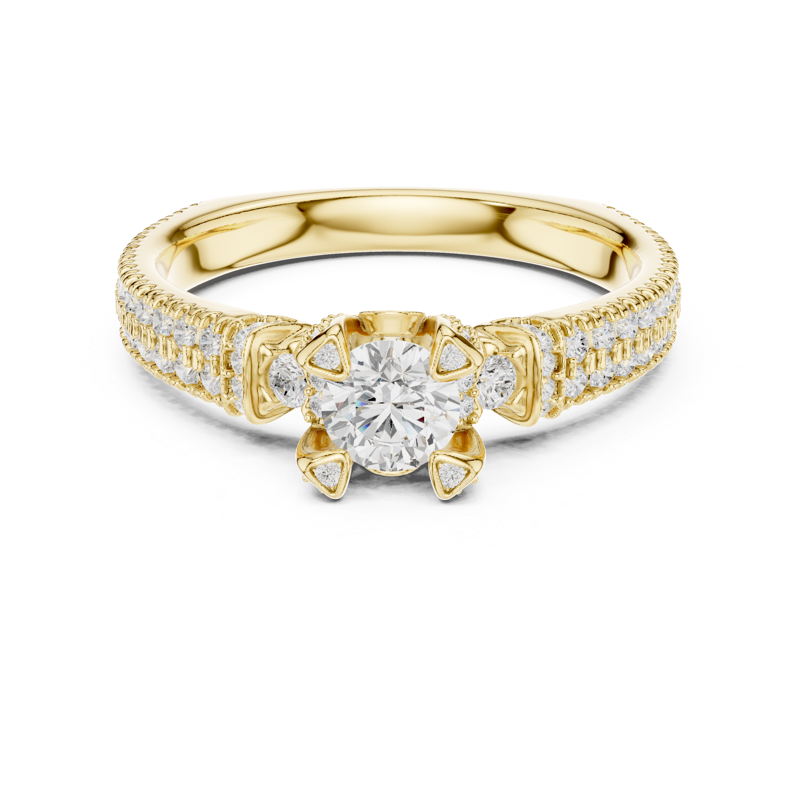Royal Crown Style Diamond Engagement Ring in Rose Gold