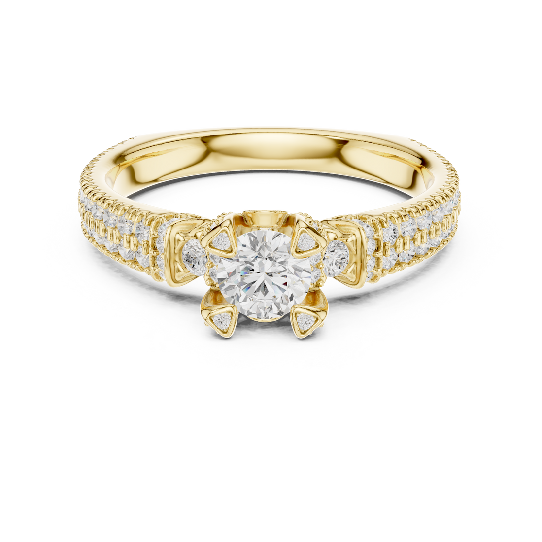 Royal Crown Style Diamond Engagement Ring in Rose Gold