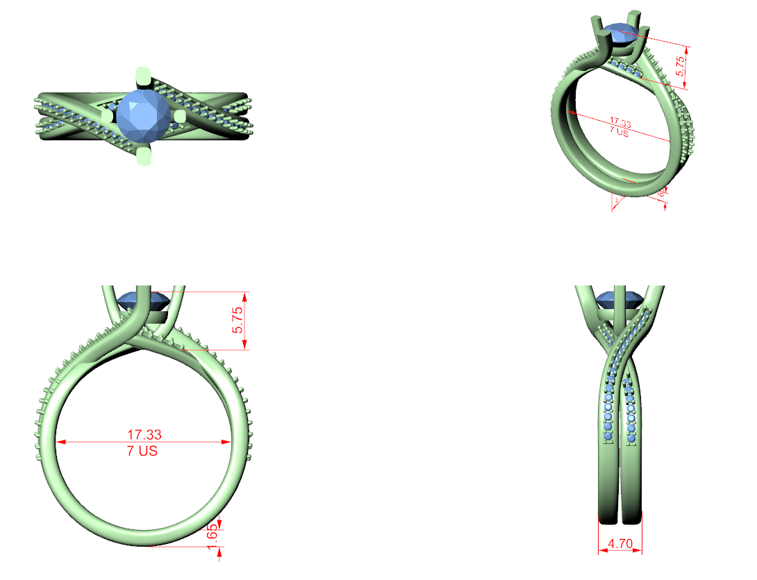 Elegant Twisted Engagement Ring with Round Diamond Center