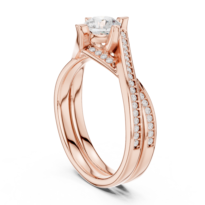 Elegant Twisted Engagement Ring with Round Diamond Center