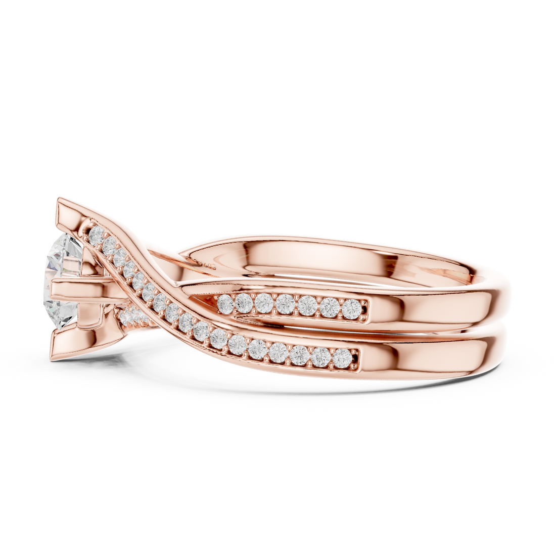 Elegant Twisted Engagement Ring with Round Diamond Center