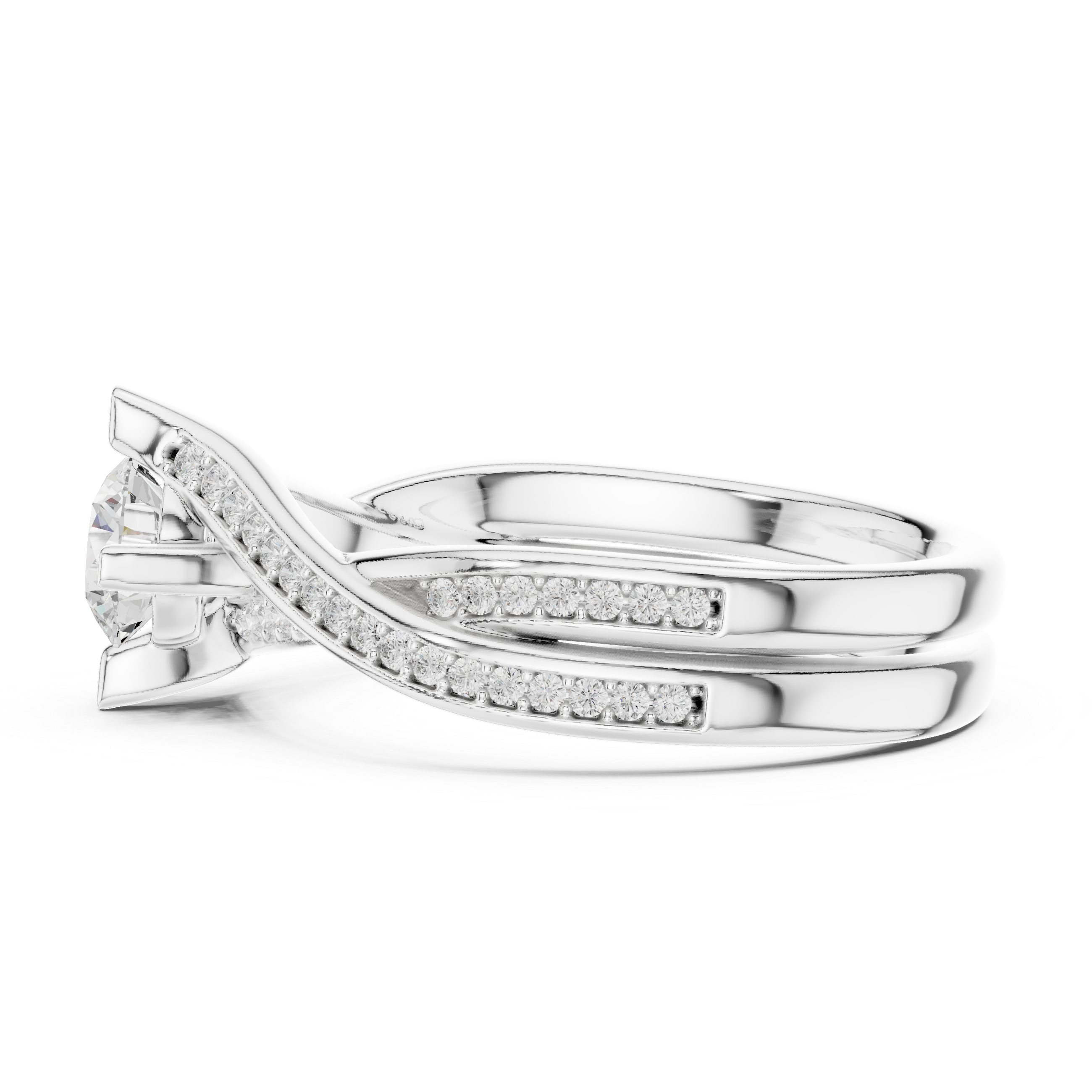 Elegant Twisted Engagement Ring with Round Diamond Center