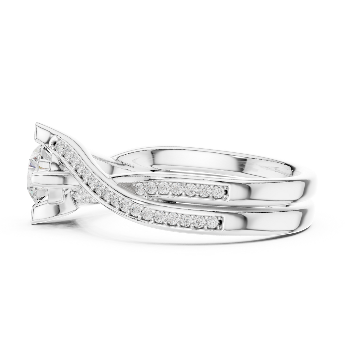 Elegant Twisted Engagement Ring with Round Diamond Center
