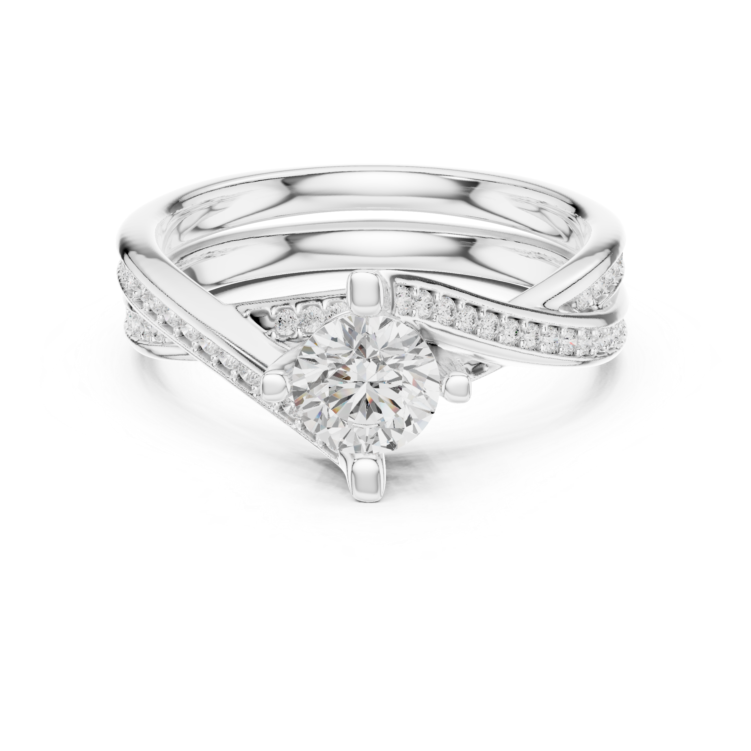 Elegant Twisted Engagement Ring with Round Diamond Center