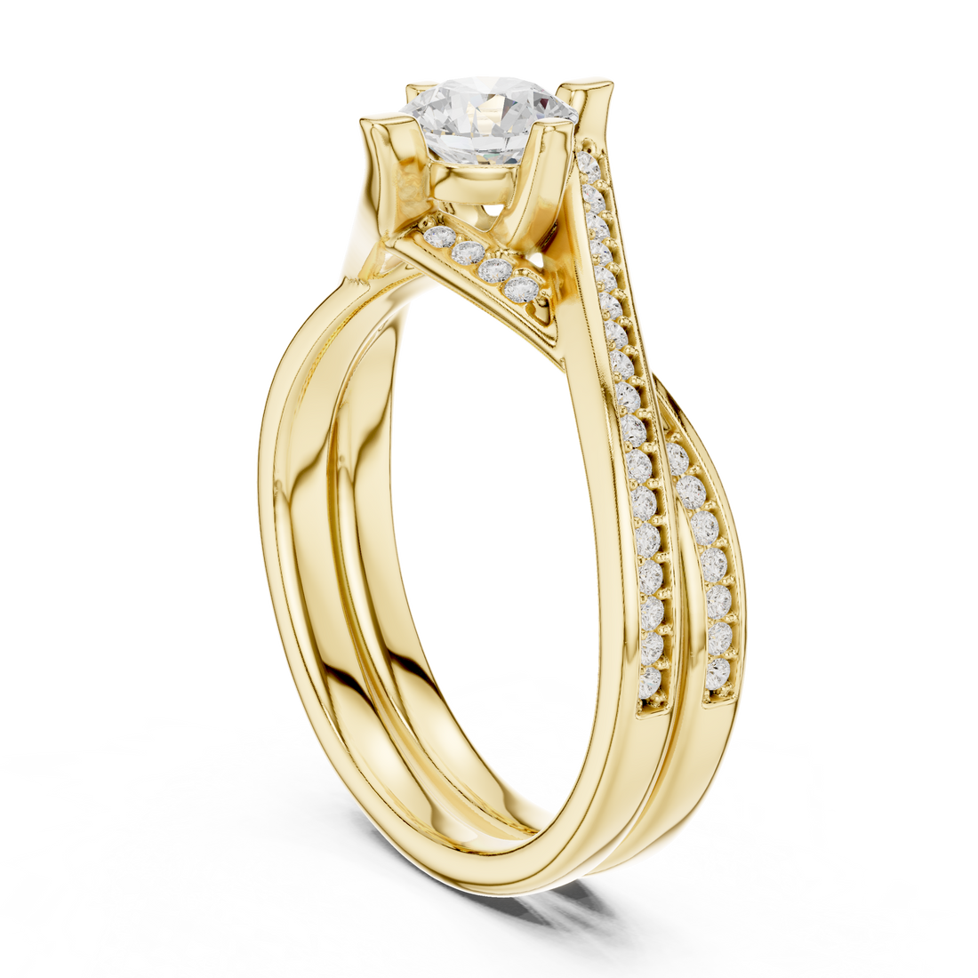 Elegant Twisted Engagement Ring with Round Diamond Center