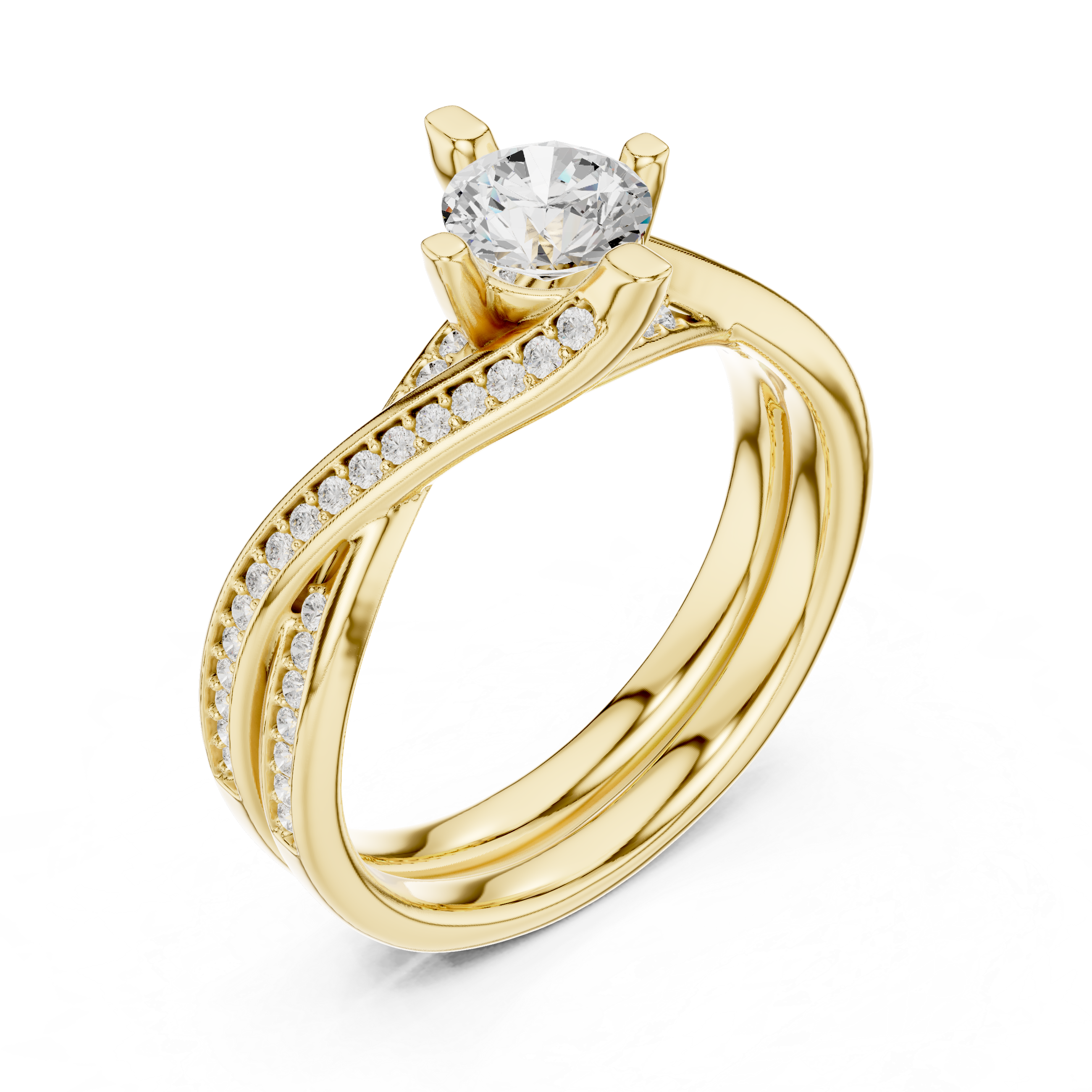 Elegant Twisted Engagement Ring with Round Diamond Center