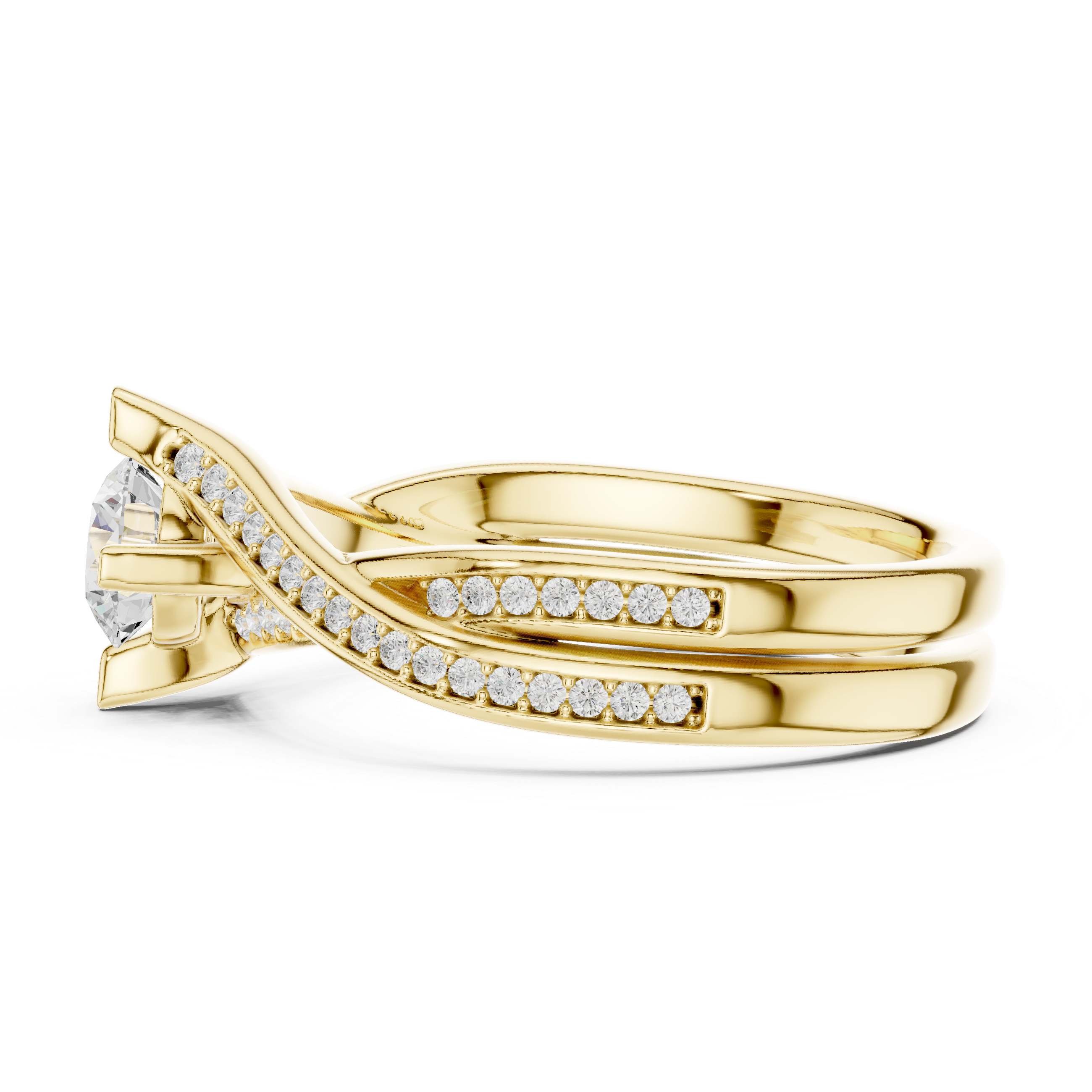 Elegant Twisted Engagement Ring with Round Diamond Center