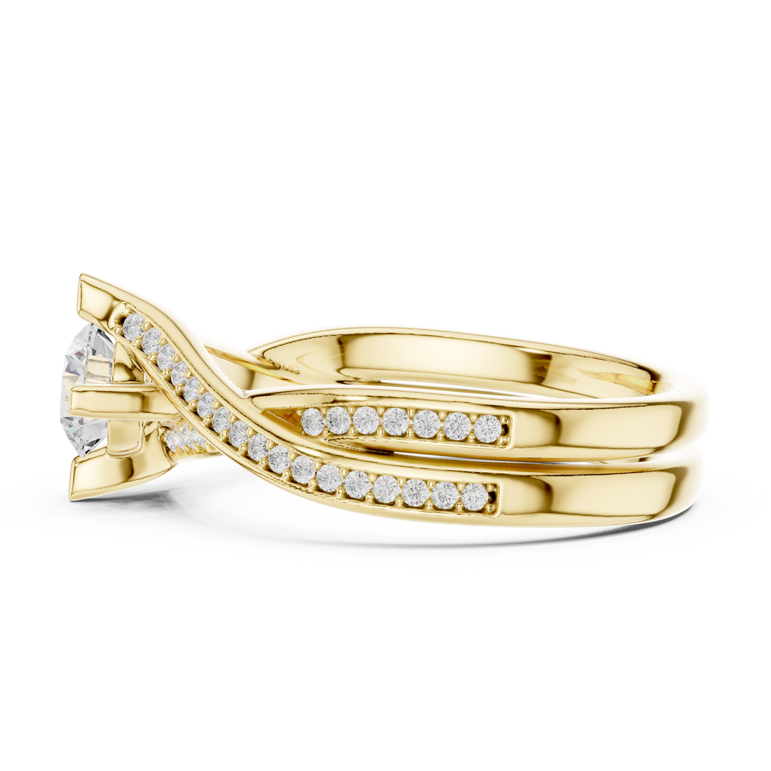 Elegant Twisted Engagement Ring with Round Diamond Center