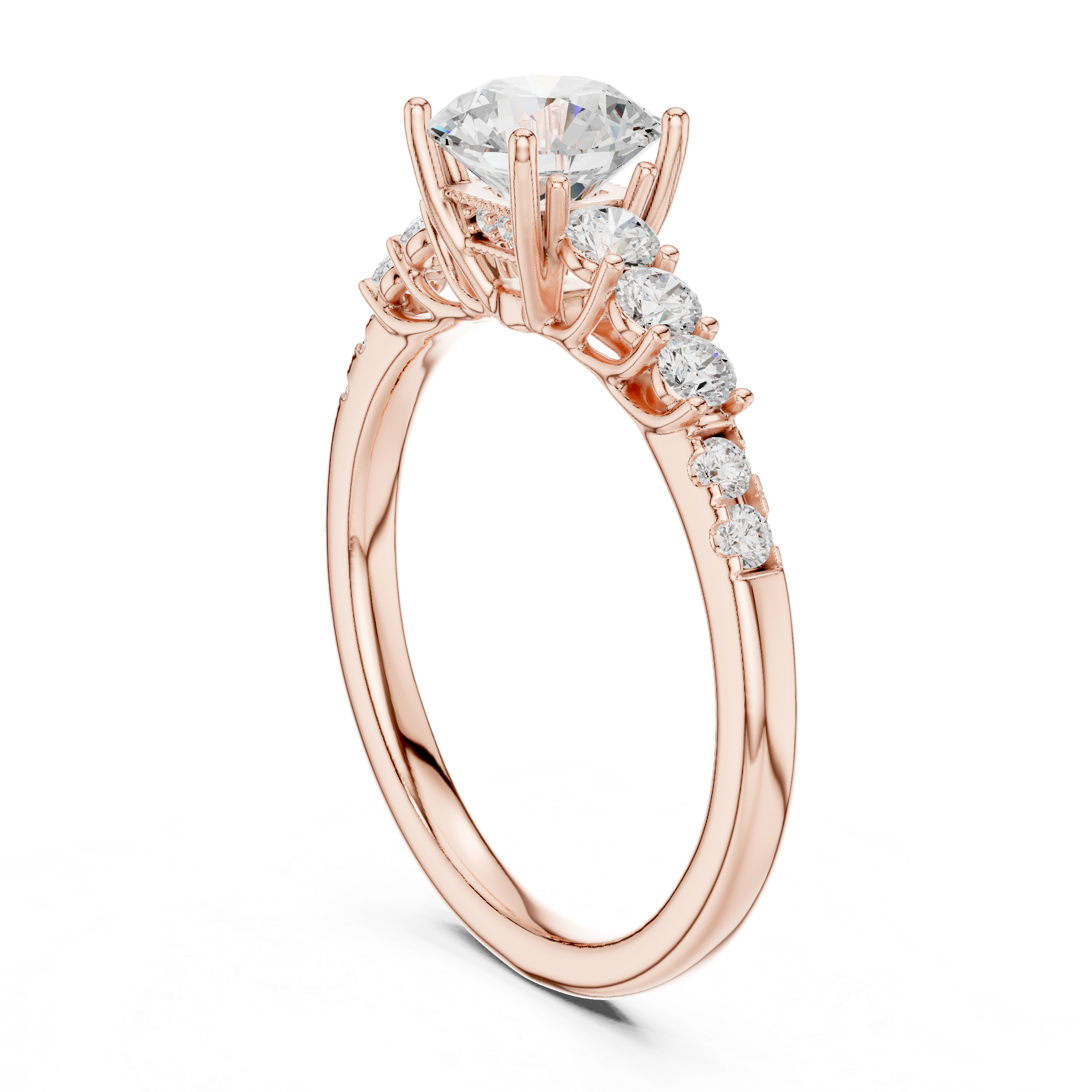 Premium Round Cut Ring with Sparkling Diamond Accents